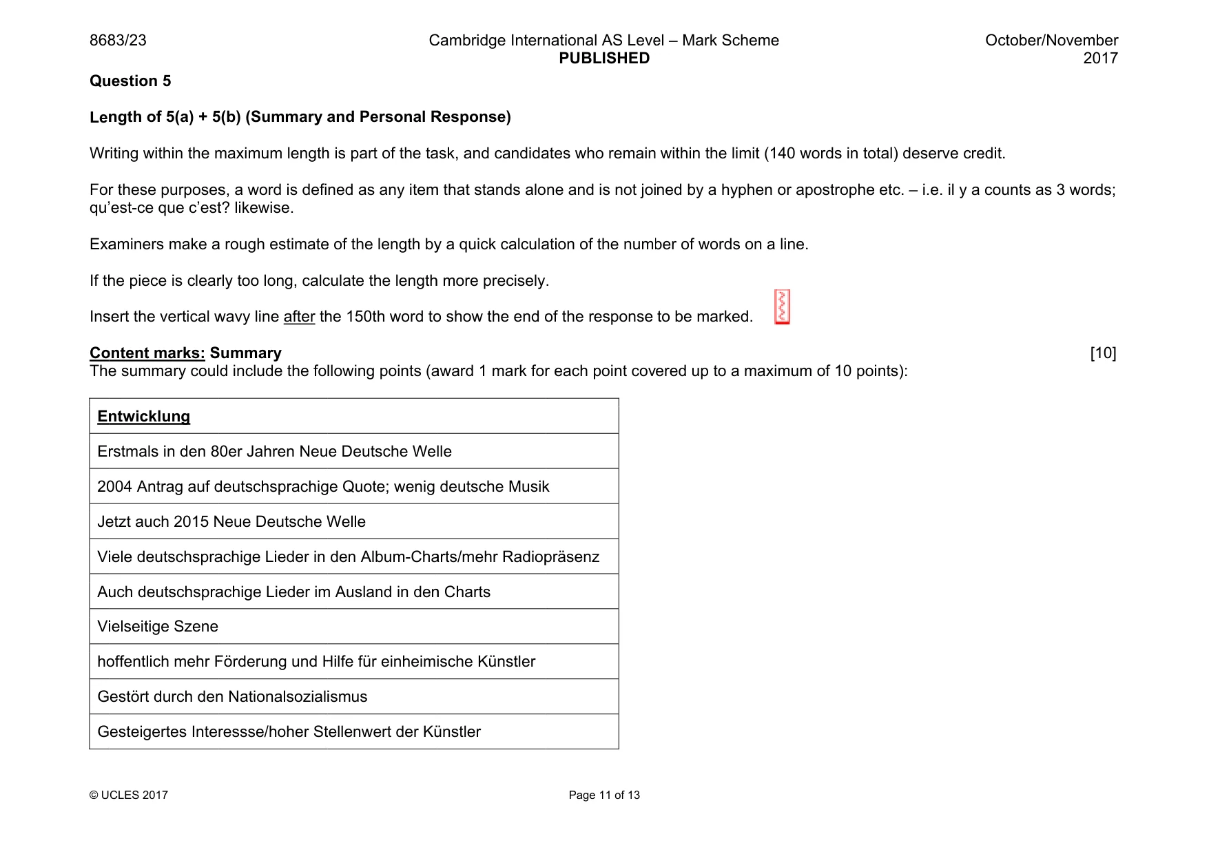 Mark scheme, page 11 of 13