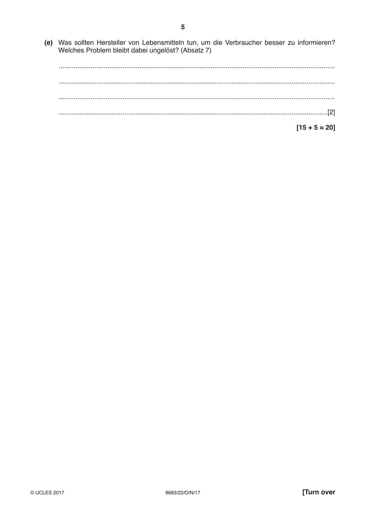 Cambridge A Level German - Language (AS Level only) 8683 2017 Oct/Nov Paper 2 · Variant 2 question paper, page 5 of 12
