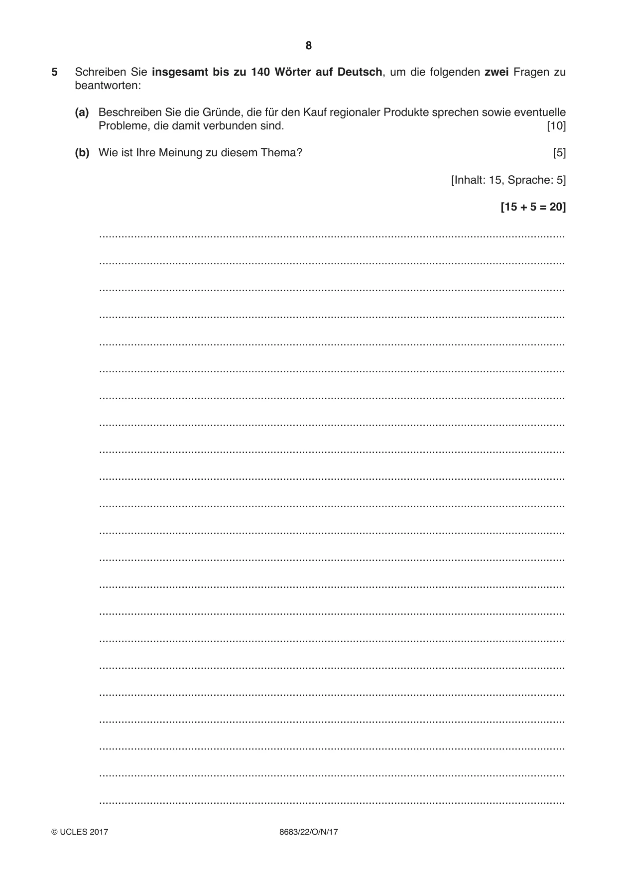 Cambridge A Level German - Language (AS Level only) 8683 2017 Oct/Nov Paper 2 · Variant 2 question paper, page 8 of 12