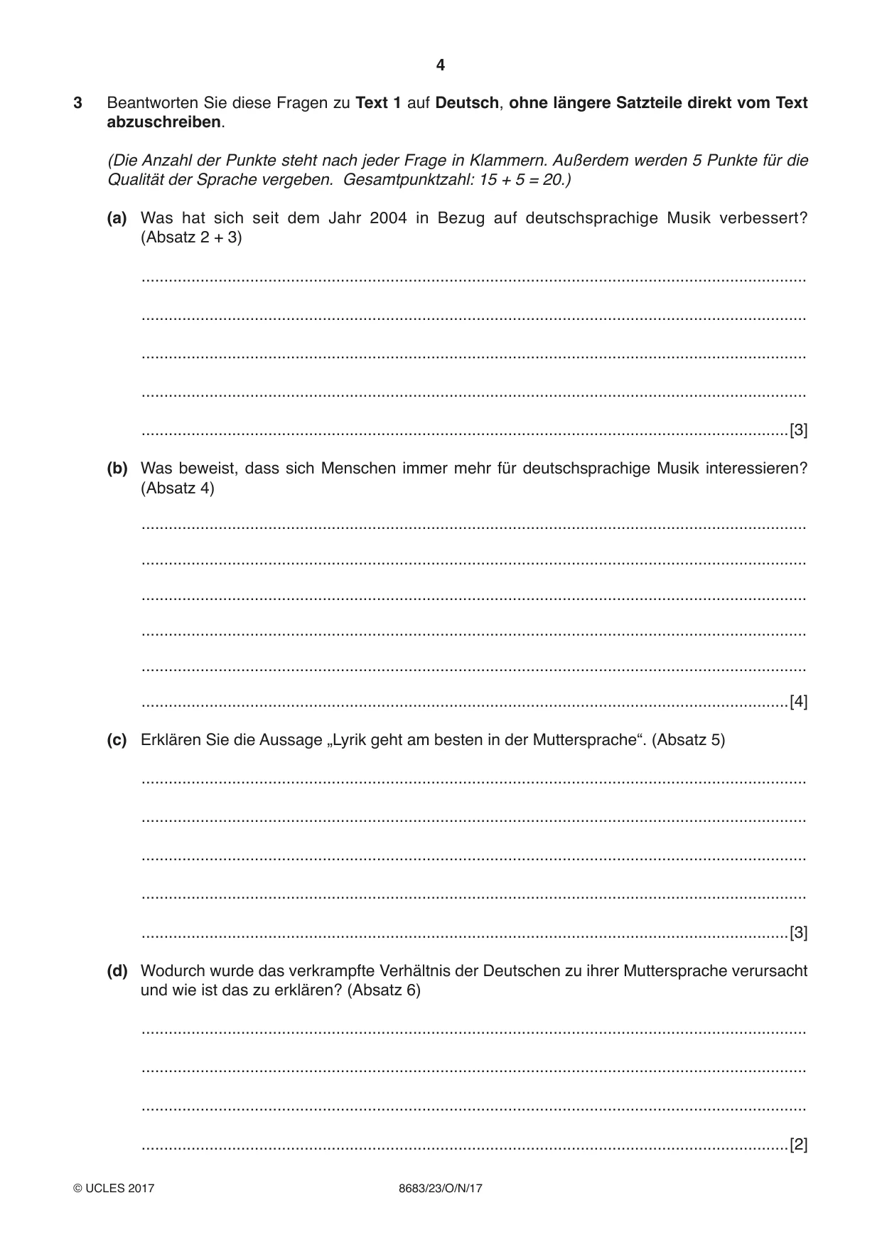 Cambridge A Level German - Language (AS Level only) 8683 2017 Oct/Nov Paper 2 · Variant 3 question paper, page 4 of 12