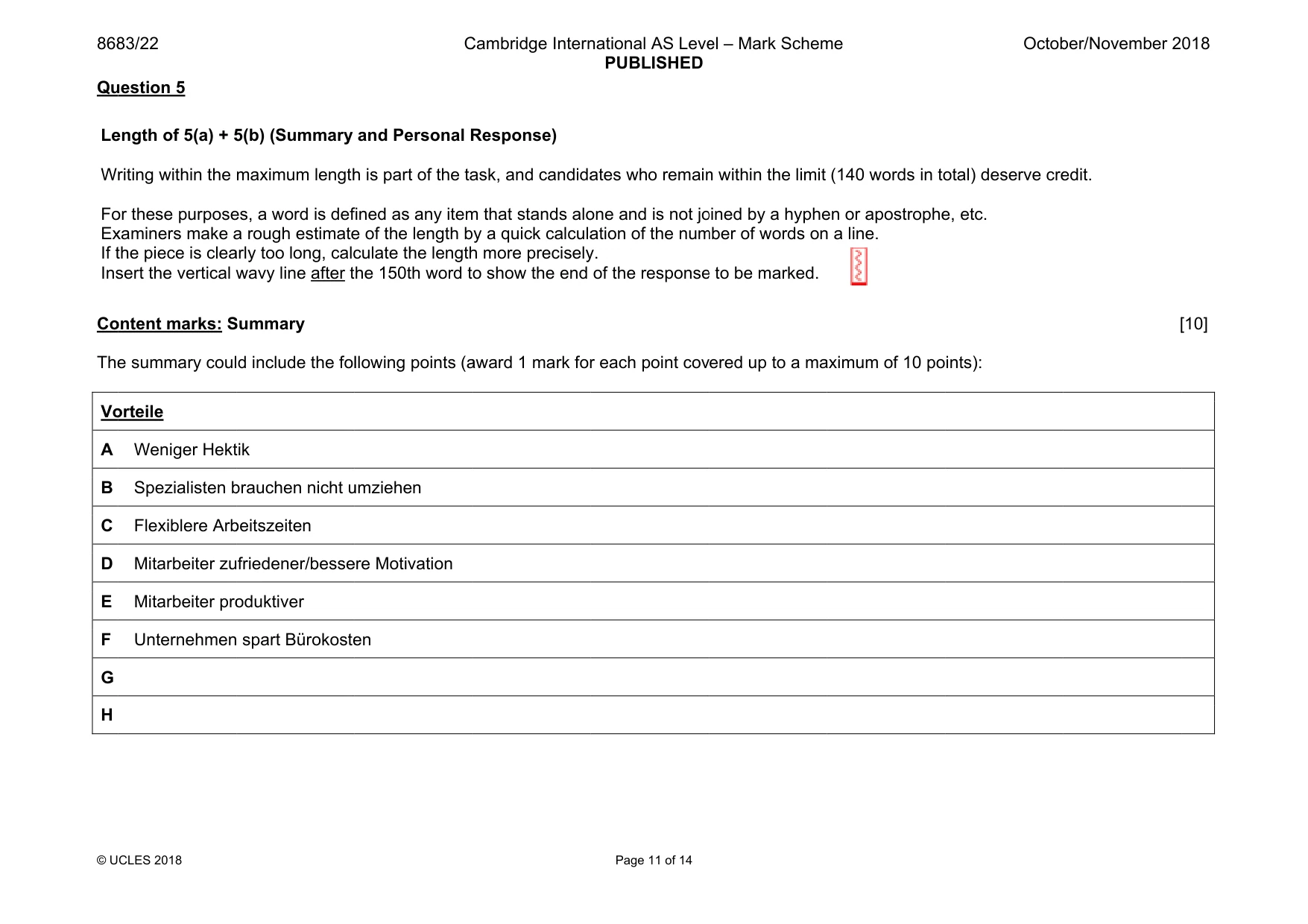 Mark scheme, page 11 of 14