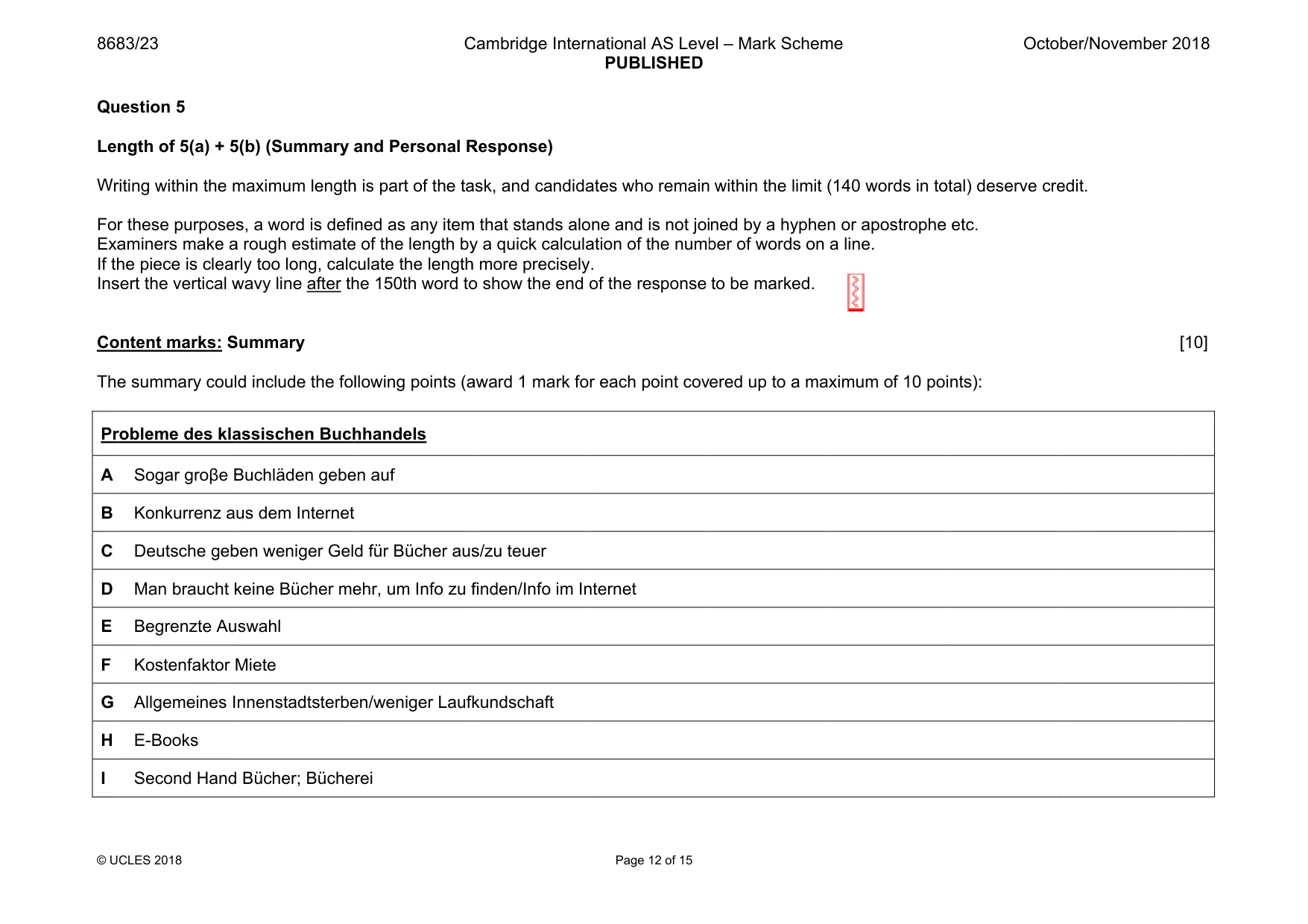Mark scheme, page 12 of 15