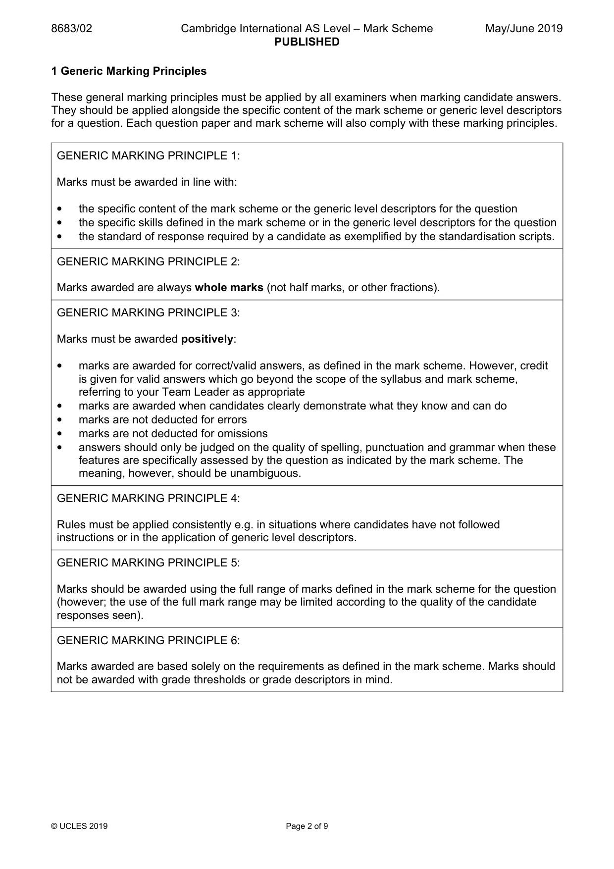 Mark scheme, page 2 of 9