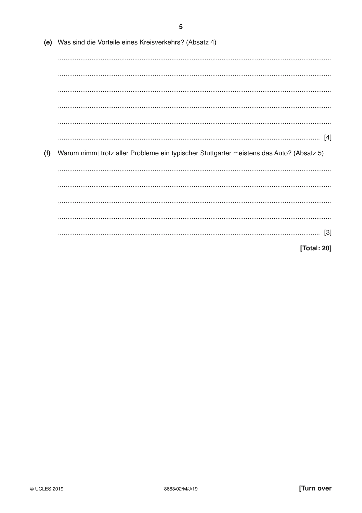 Cambridge A Level German - Language (AS Level only) 8683 2019 May/June Paper 2 · Variant 1 question paper, page 5 of 12