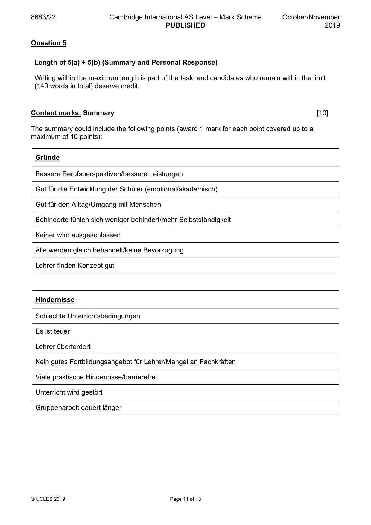 Mark scheme, page 11 of 13