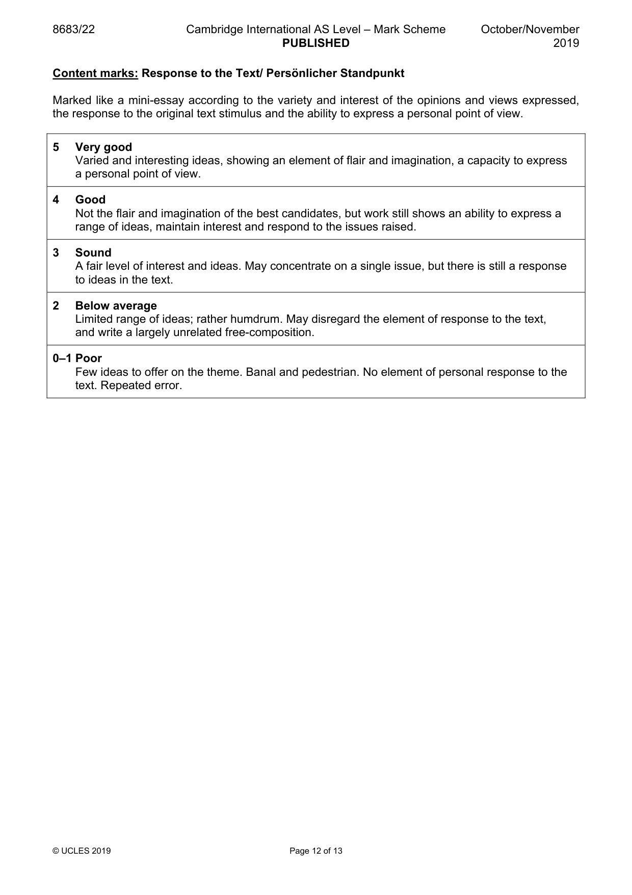 Mark scheme, page 12 of 13