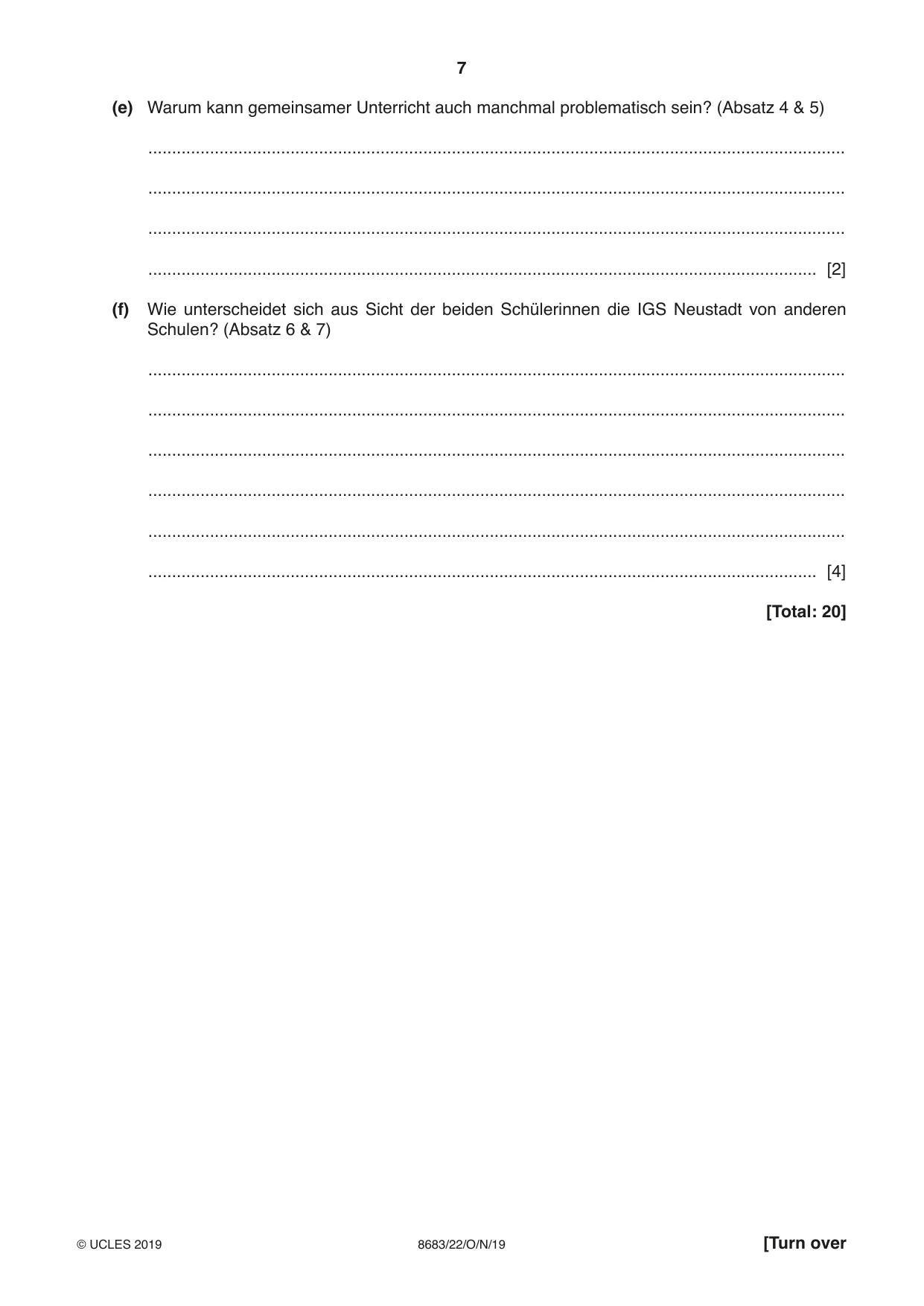 Cambridge A Level German - Language (AS Level only) 8683 2019 Oct/Nov Paper 2 · Variant 2 question paper, page 7 of 12