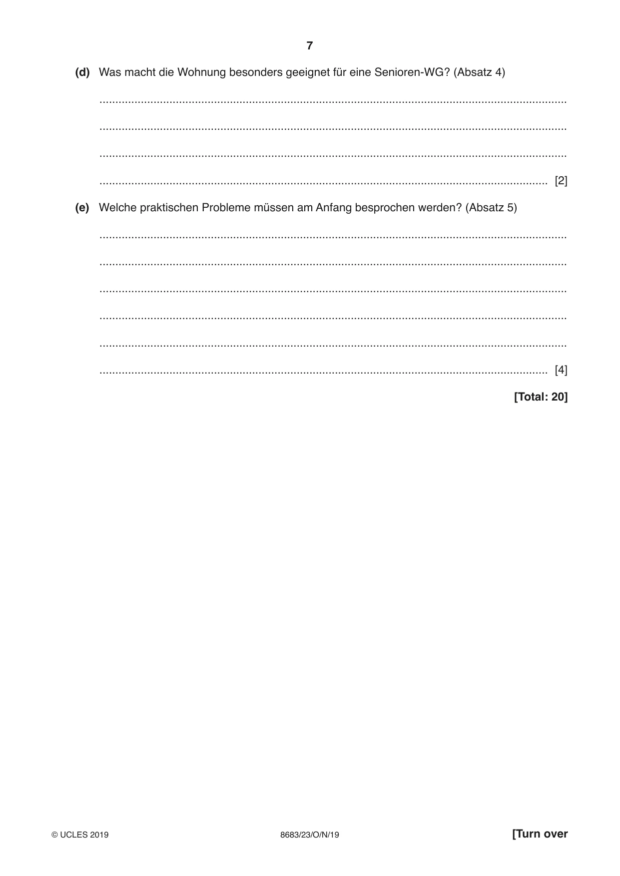 Cambridge A Level German - Language (AS Level only) 8683 2019 Oct/Nov Paper 2 · Variant 3 question paper, page 7 of 12
