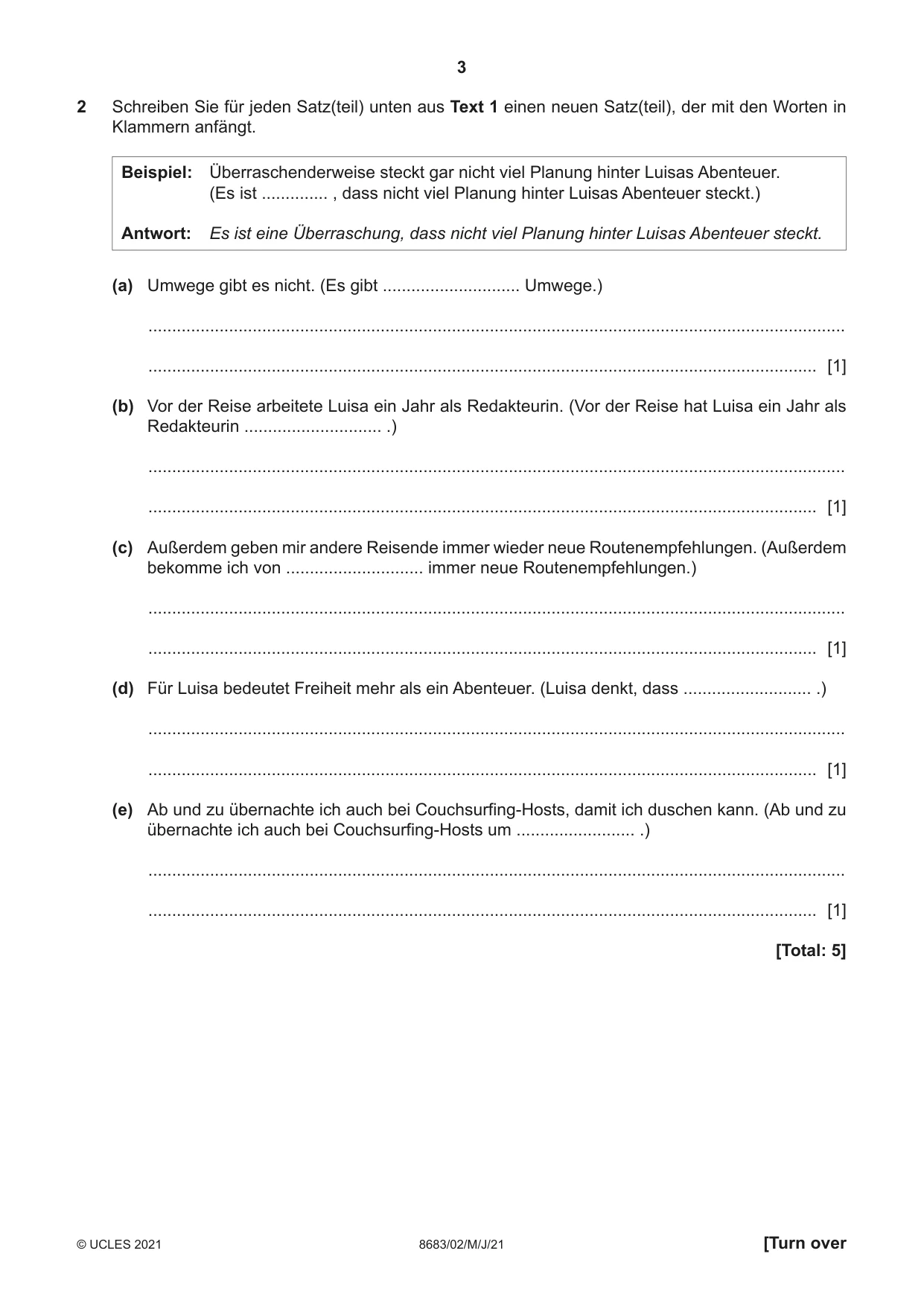 Cambridge A Level German - Language (AS Level only) 8683 2021 May/June Paper 2 · Variant 0 question paper, page 3 of 12