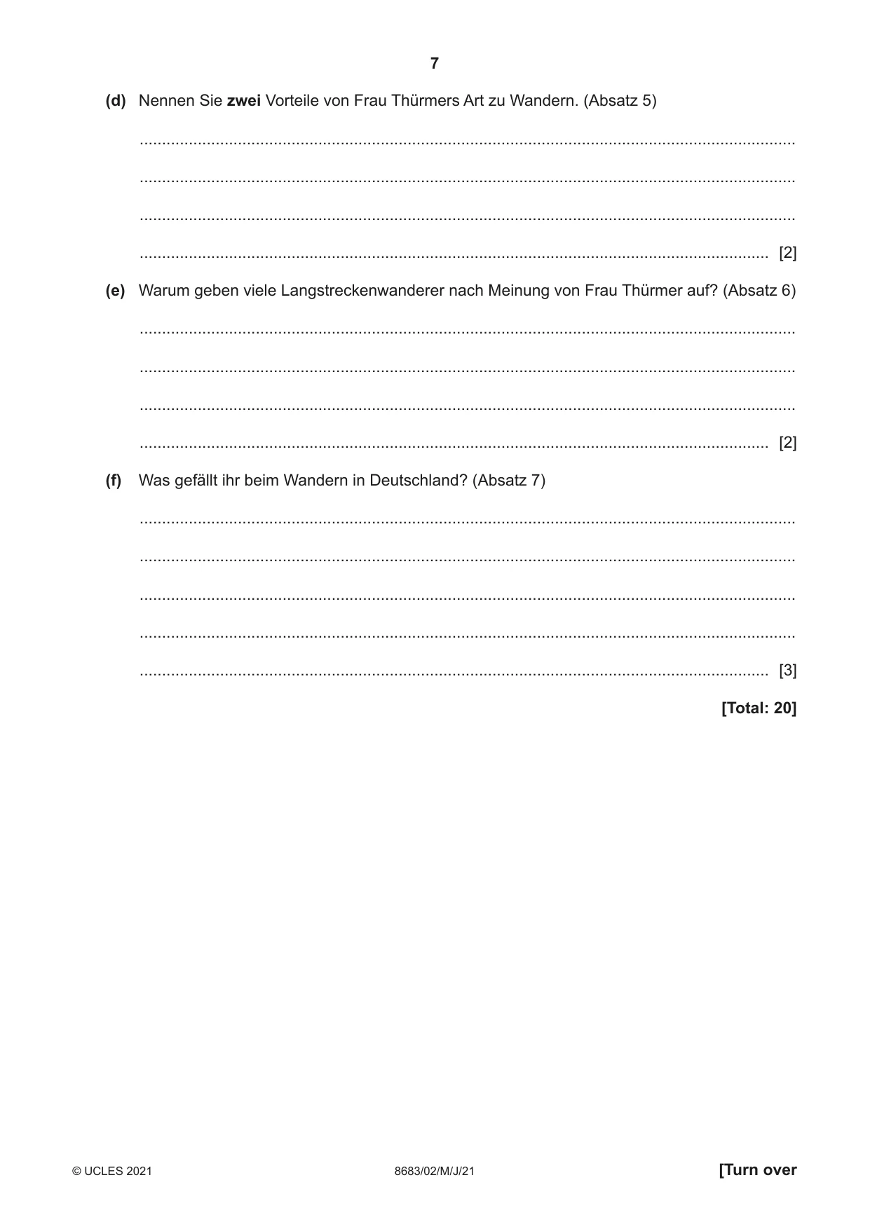 Cambridge A Level German - Language (AS Level only) 8683 2021 May/June Paper 2 · Variant 0 question paper, page 7 of 12