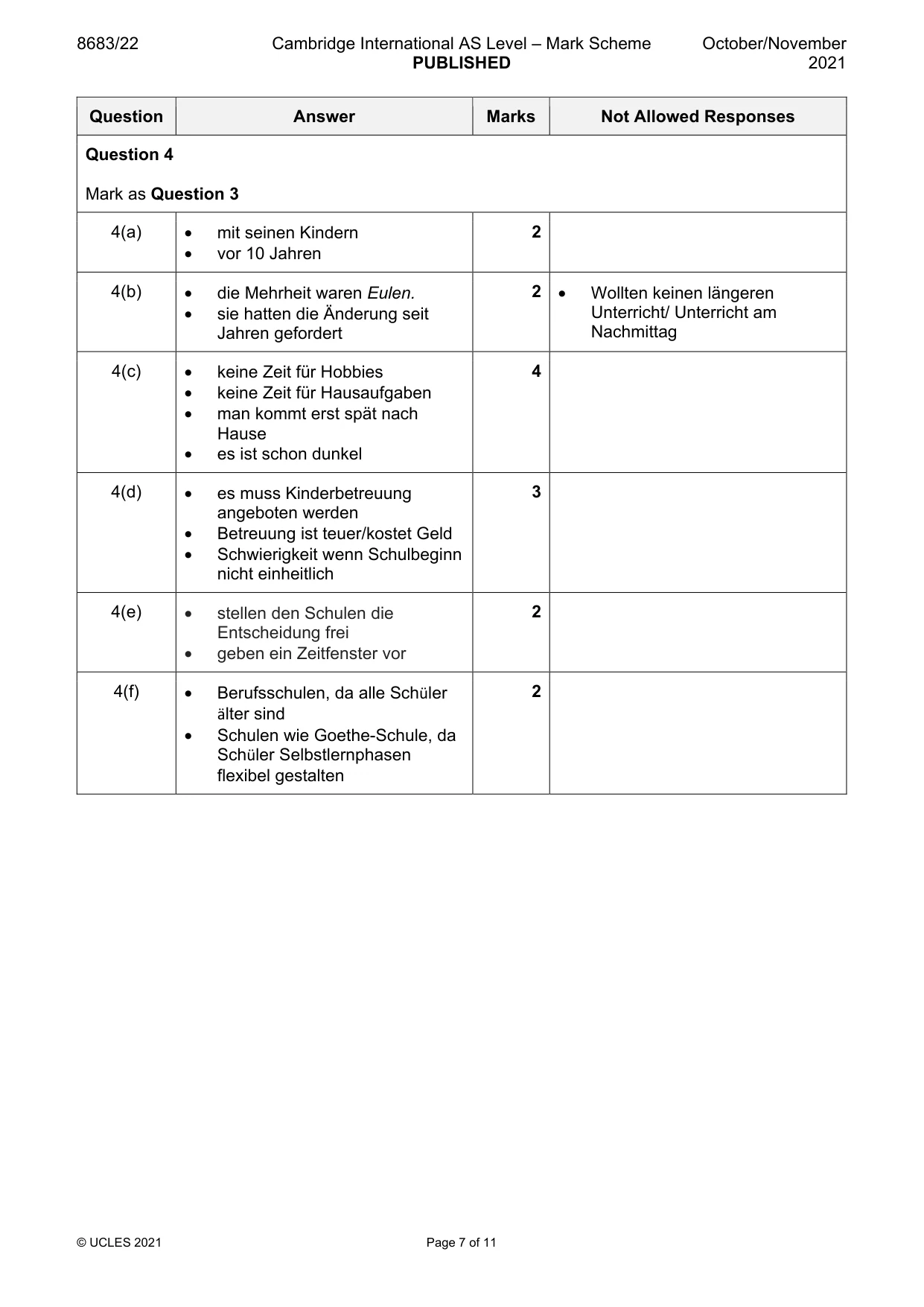 Mark scheme, page 7 of 11