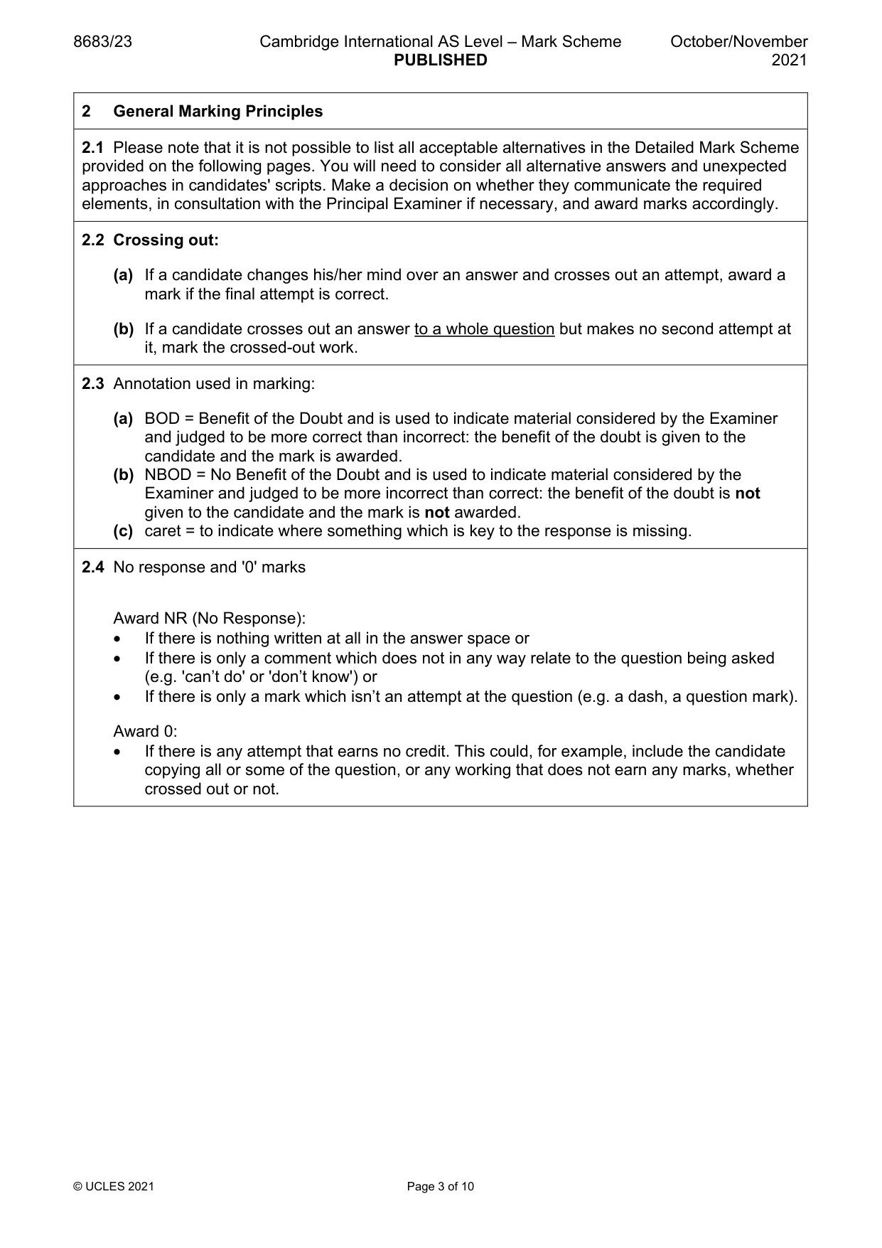 Mark scheme, page 3 of 10