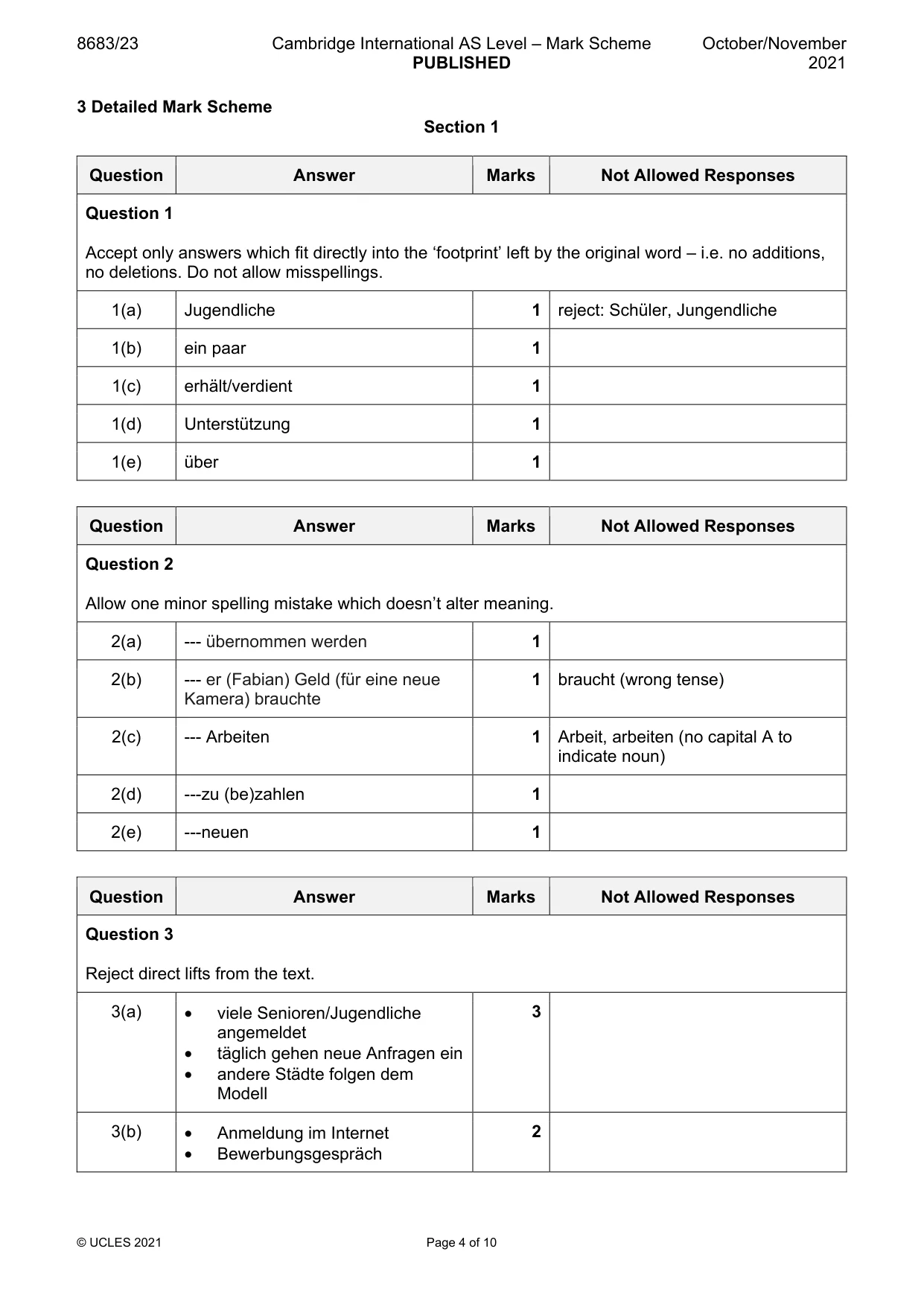 Mark scheme, page 4 of 10