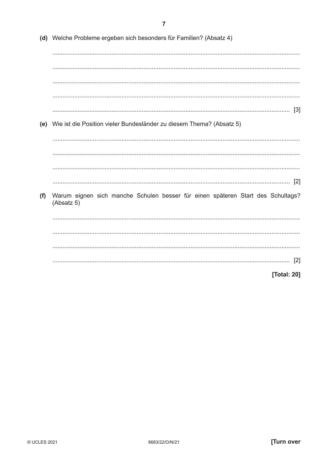 Cambridge A Level German - Language (AS Level only) 8683 2021 Oct/Nov Paper 2 · Variant 2 question paper, page 7 of 12