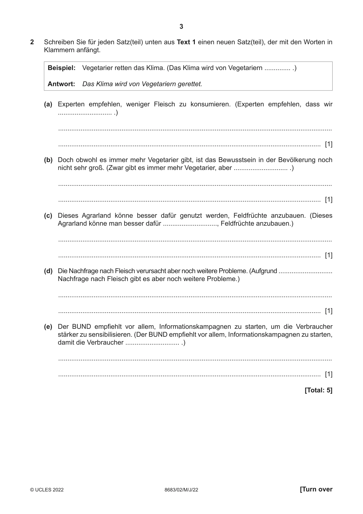 Cambridge A Level German - Language (AS Level only) 8683 2022 May/June Paper 2 · Variant 0 question paper, page 3 of 12