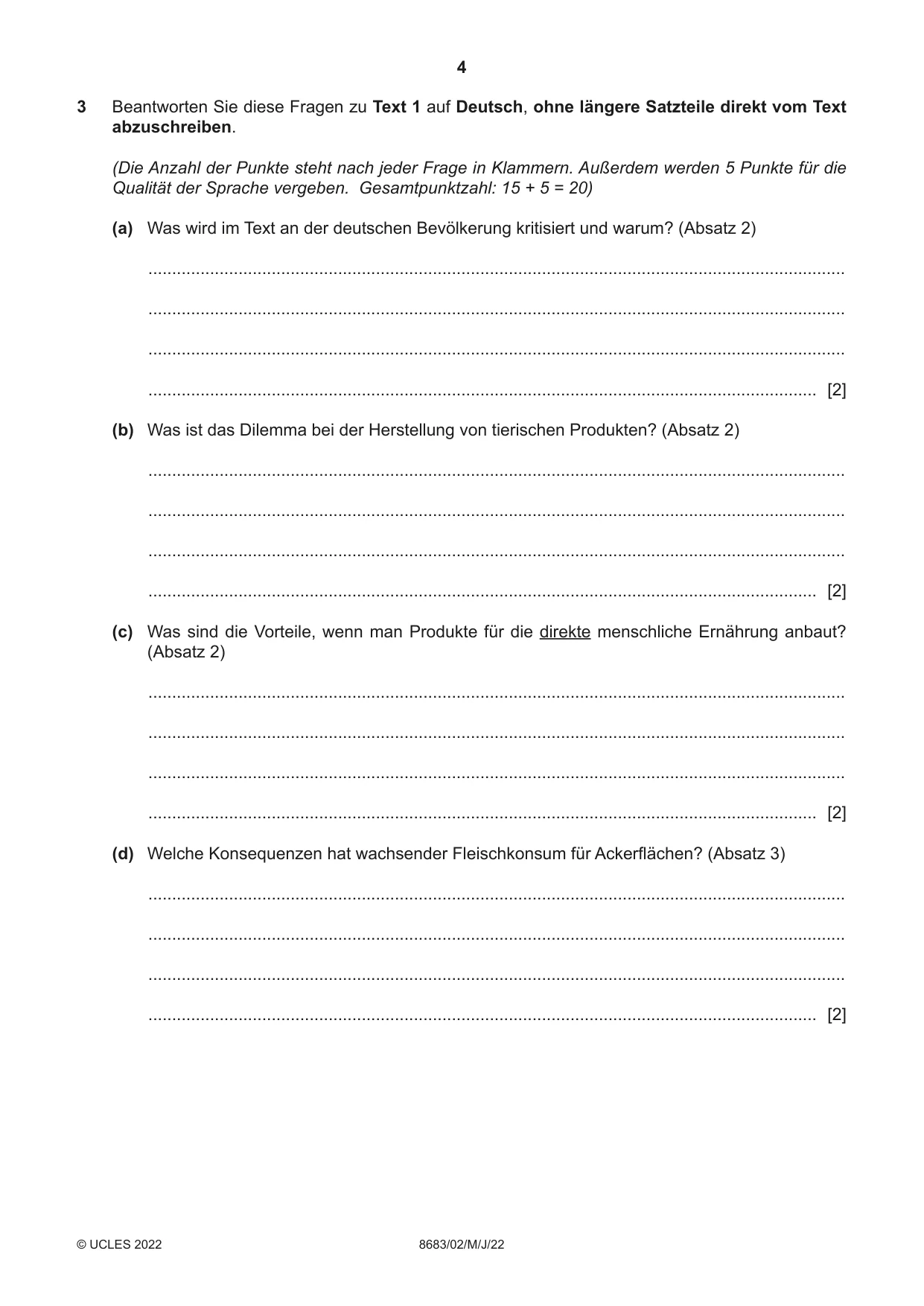 Cambridge A Level German - Language (AS Level only) 8683 2022 May/June Paper 2 · Variant 0 question paper, page 4 of 12