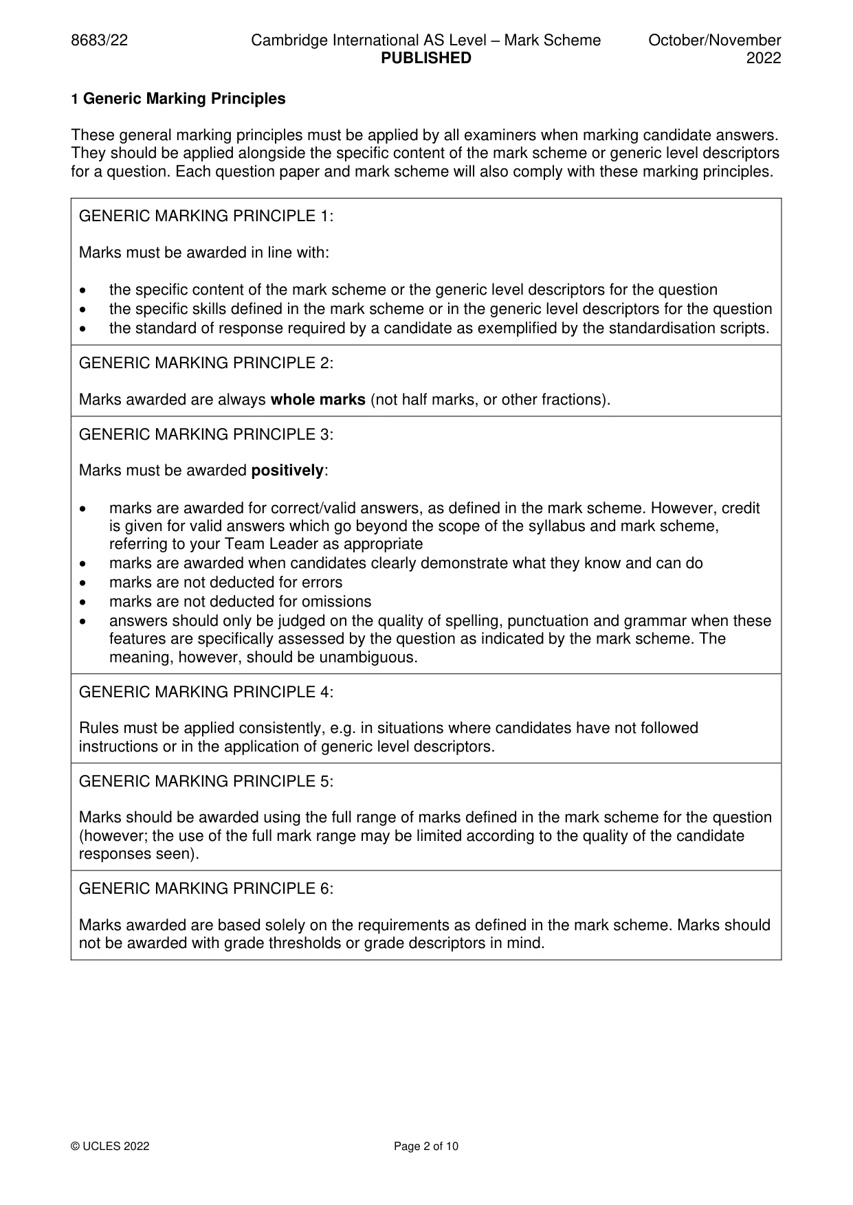 Mark scheme, page 2 of 10