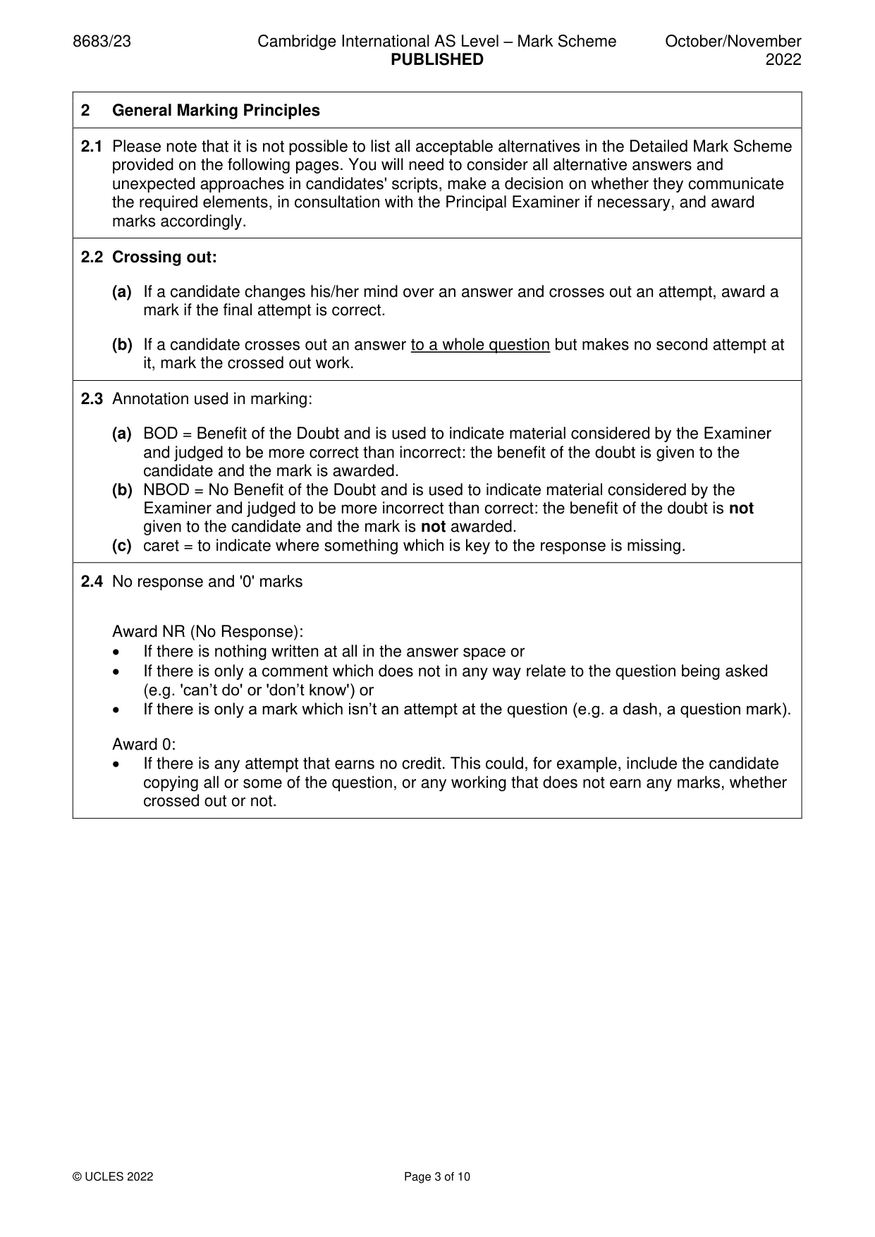 Mark scheme, page 3 of 10