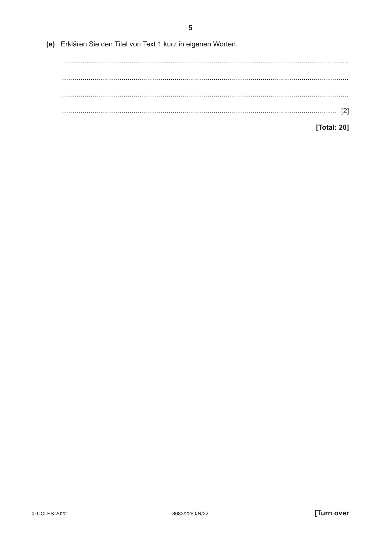 Cambridge A Level German - Language (AS Level only) 8683 2022 Oct/Nov Paper 2 · Variant 2 question paper, page 5 of 12