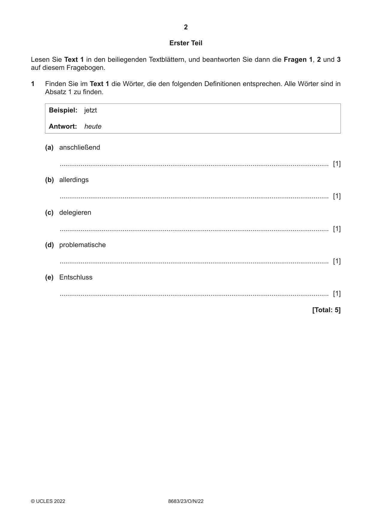 Cambridge A Level German - Language (AS Level only) 8683 2022 Oct/Nov Paper 2 · Variant 3 question paper, page 2 of 12