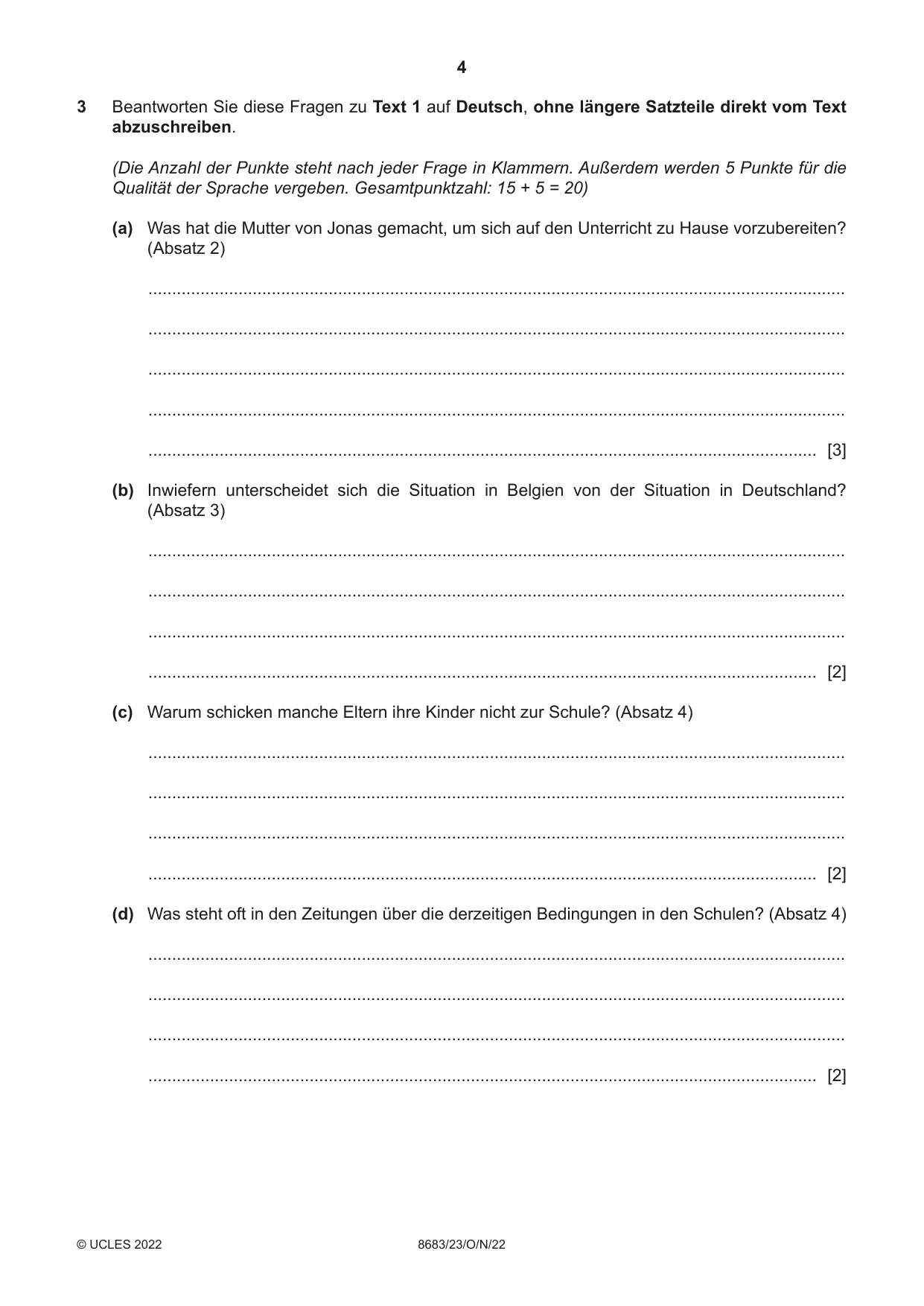 Cambridge A Level German - Language (AS Level only) 8683 2022 Oct/Nov Paper 2 · Variant 3 question paper, page 4 of 12