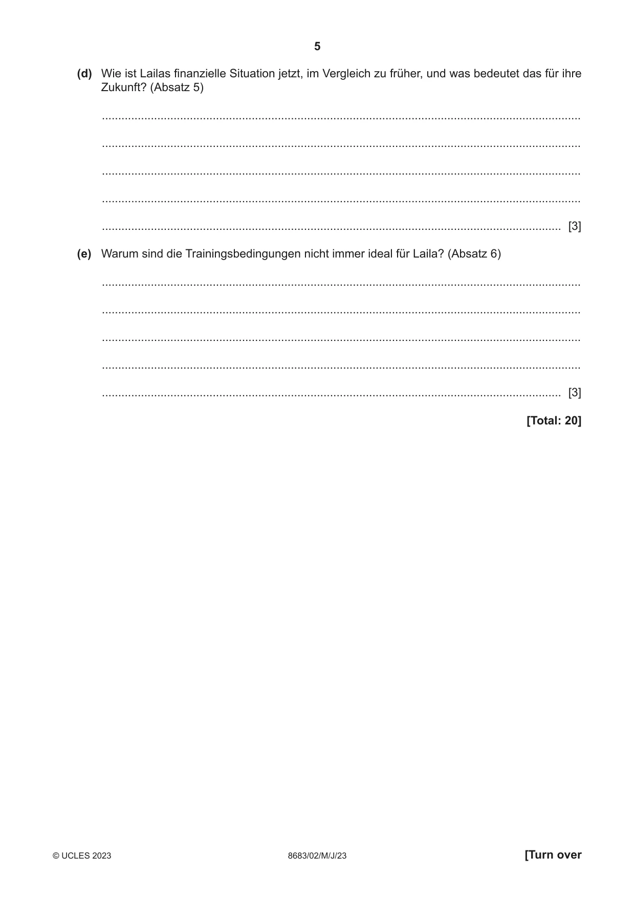 Cambridge A Level German - Language (AS Level only) 8683 2023 May/June Paper 2 · Variant 0 question paper, page 5 of 12