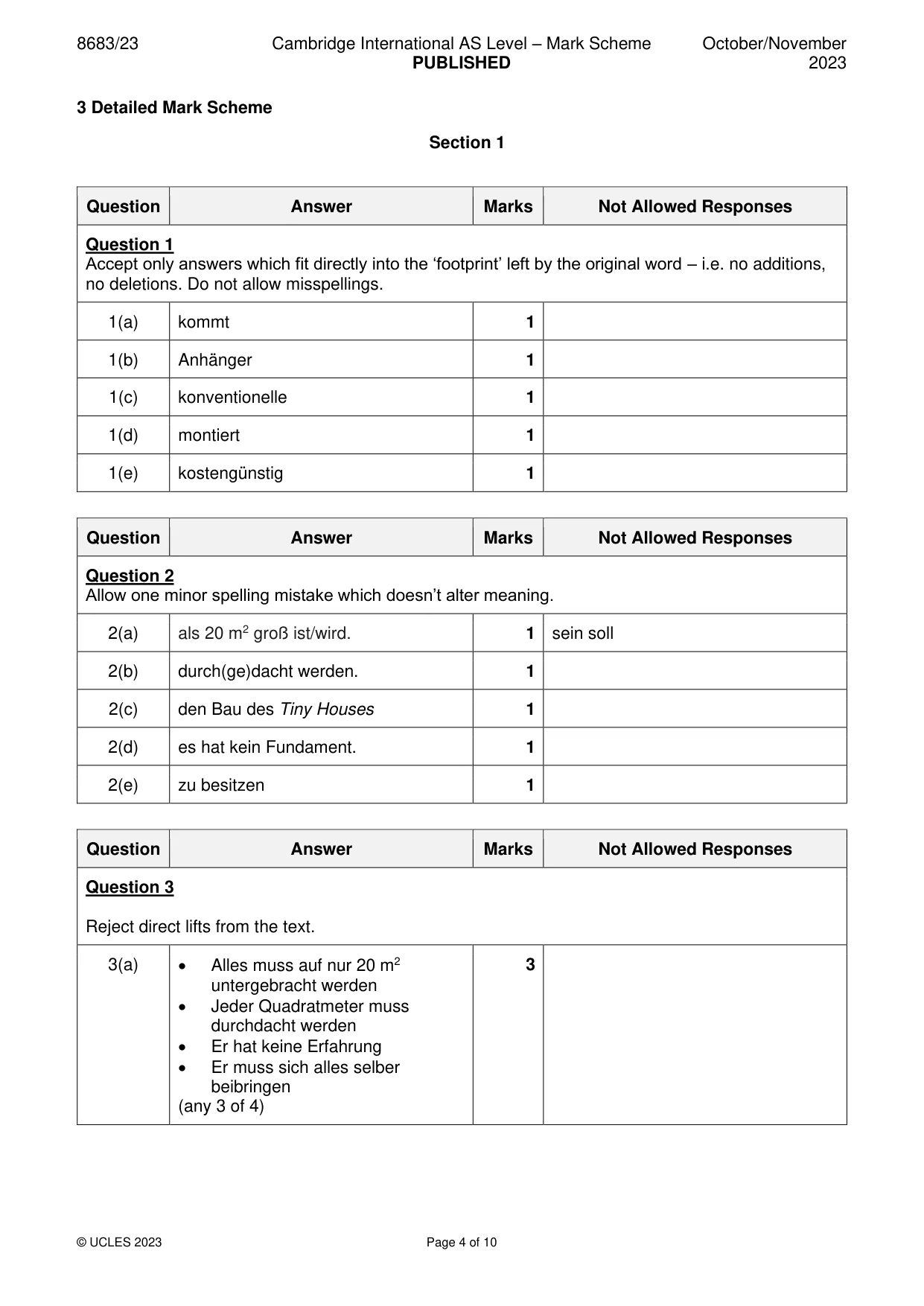 Mark scheme, page 4 of 10