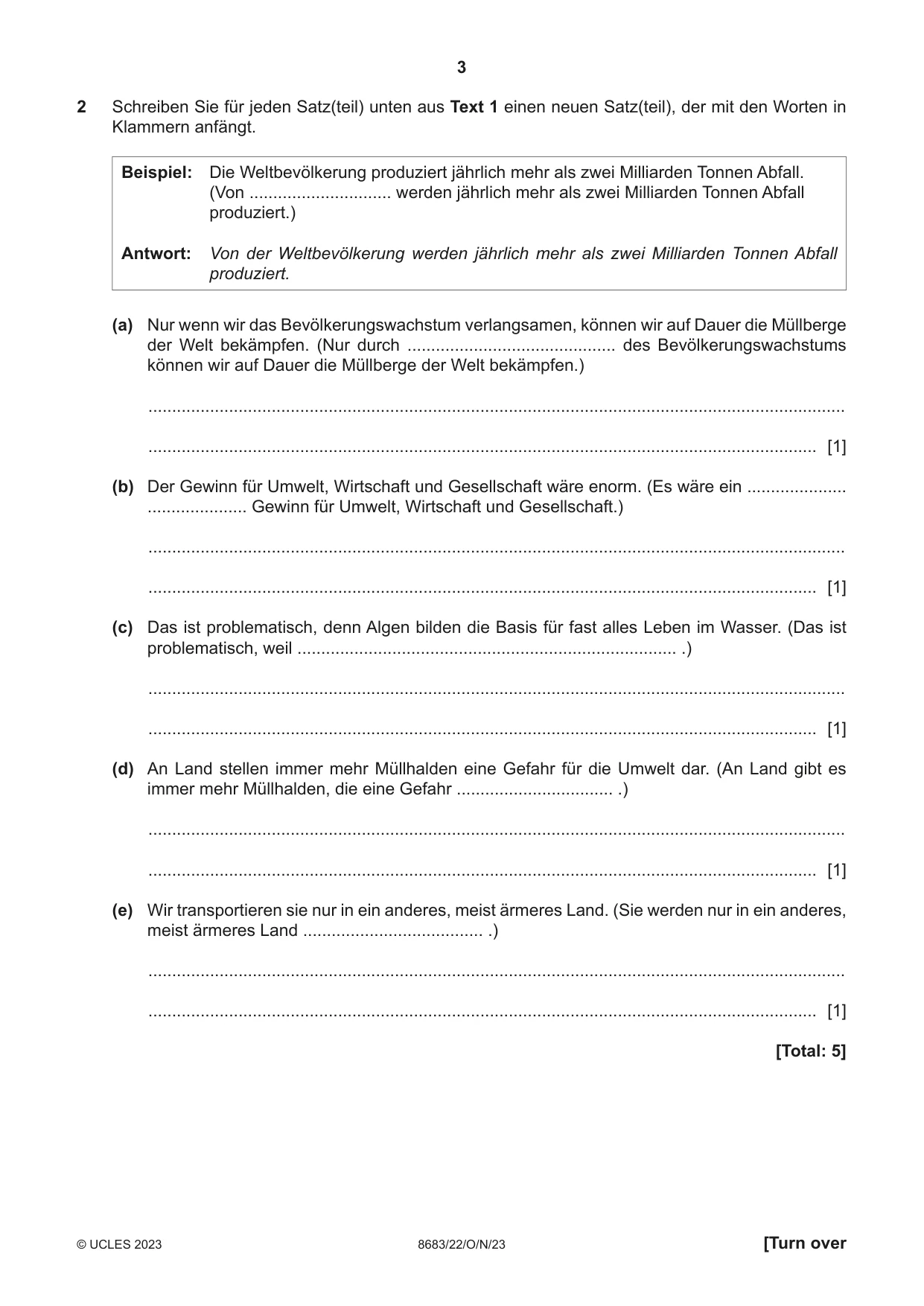 Cambridge A Level German - Language (AS Level only) 8683 2023 Oct/Nov Paper 2 · Variant 2 question paper, page 3 of 12