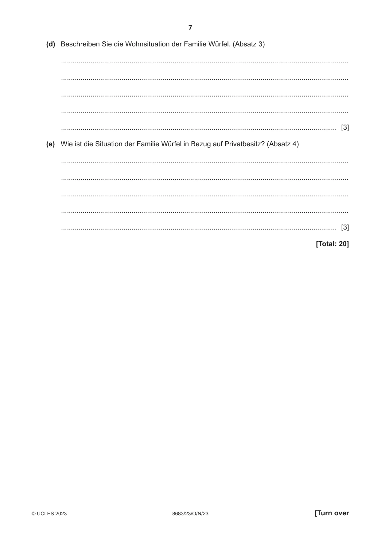 Cambridge A Level German - Language (AS Level only) 8683 2023 Oct/Nov Paper 2 · Variant 3 question paper, page 7 of 12