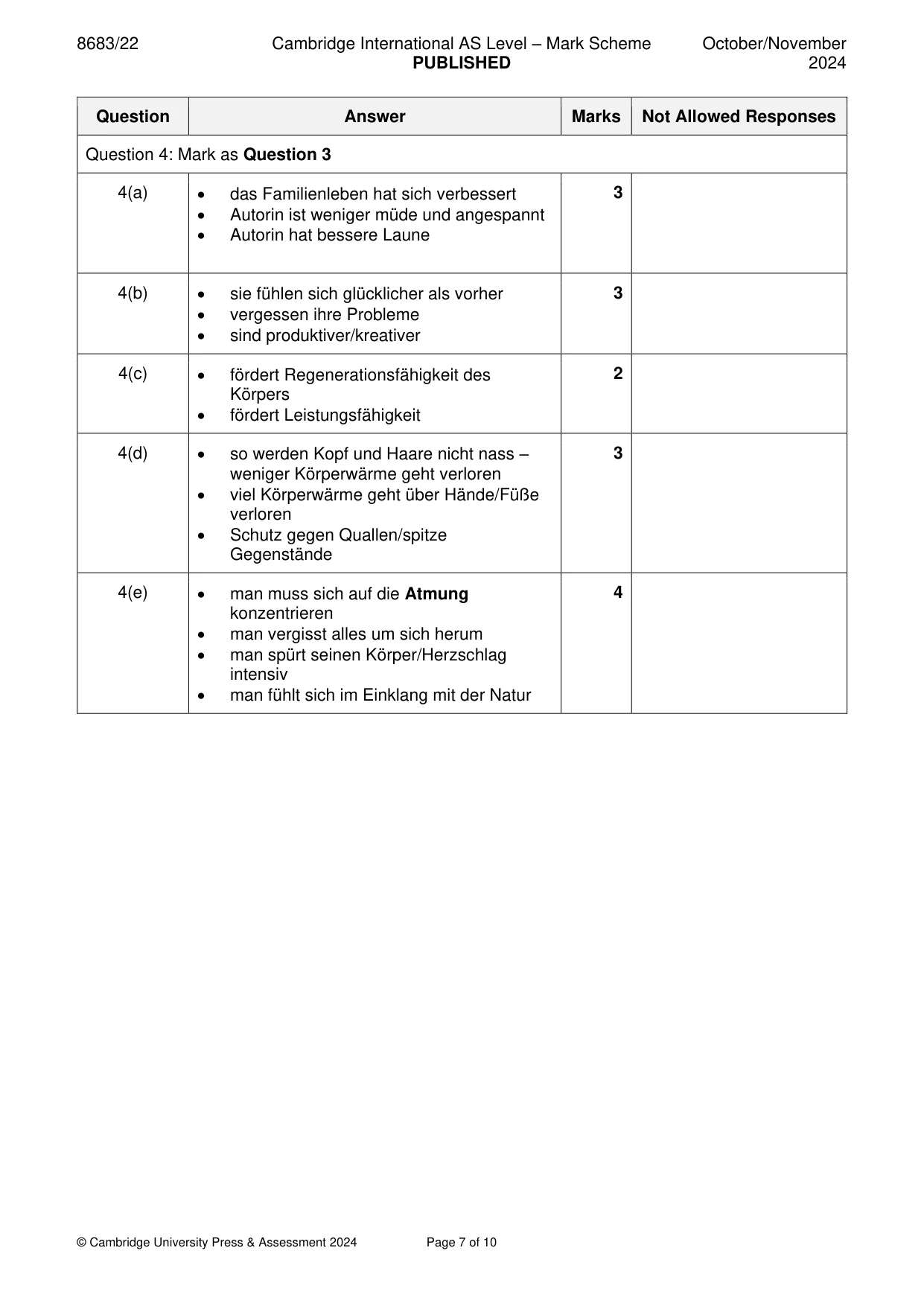 Mark scheme, page 7 of 10
