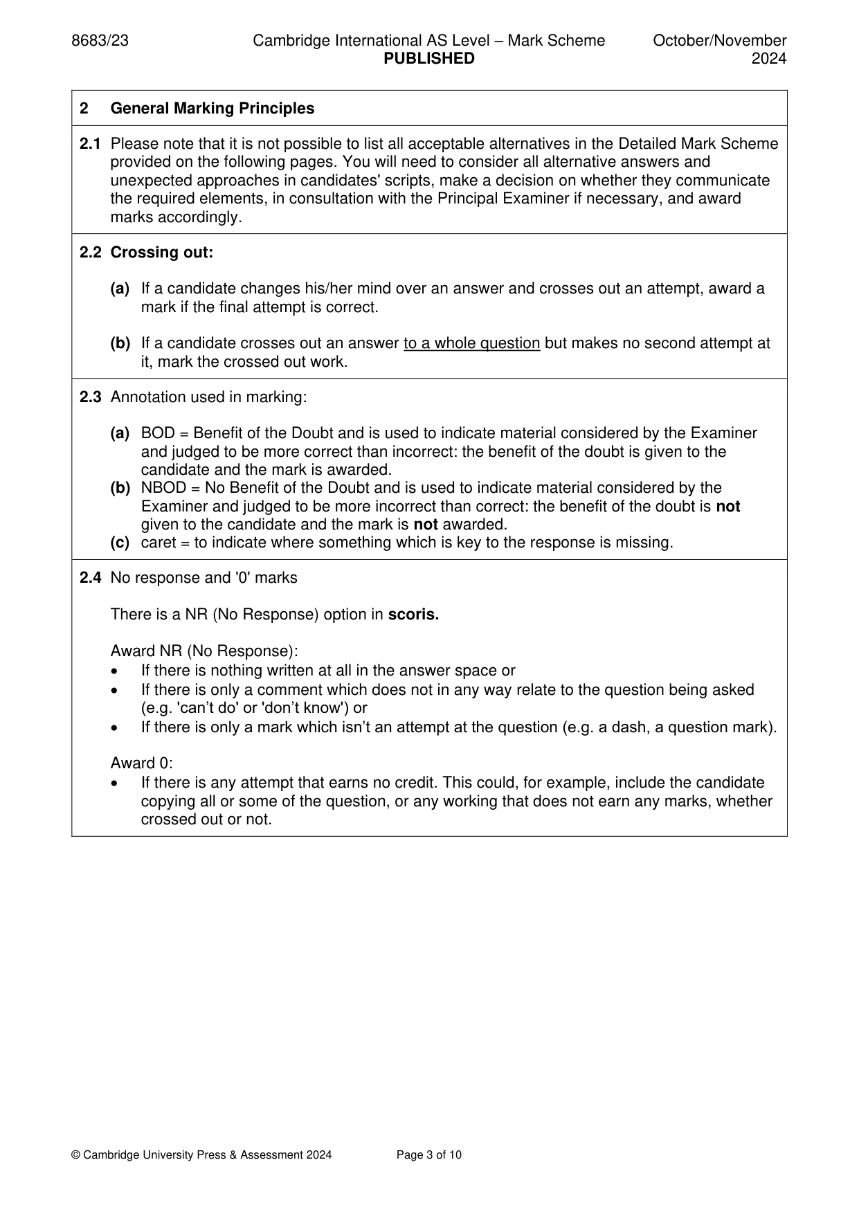 Mark scheme, page 3 of 10
