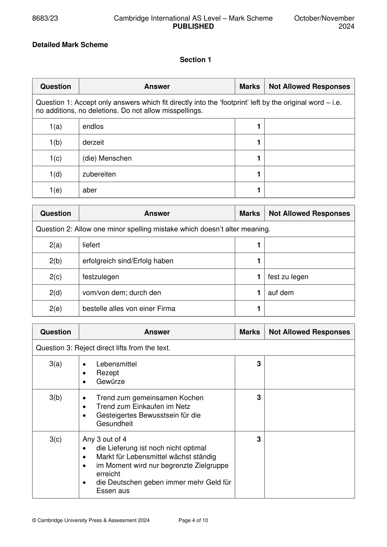 Mark scheme, page 4 of 10