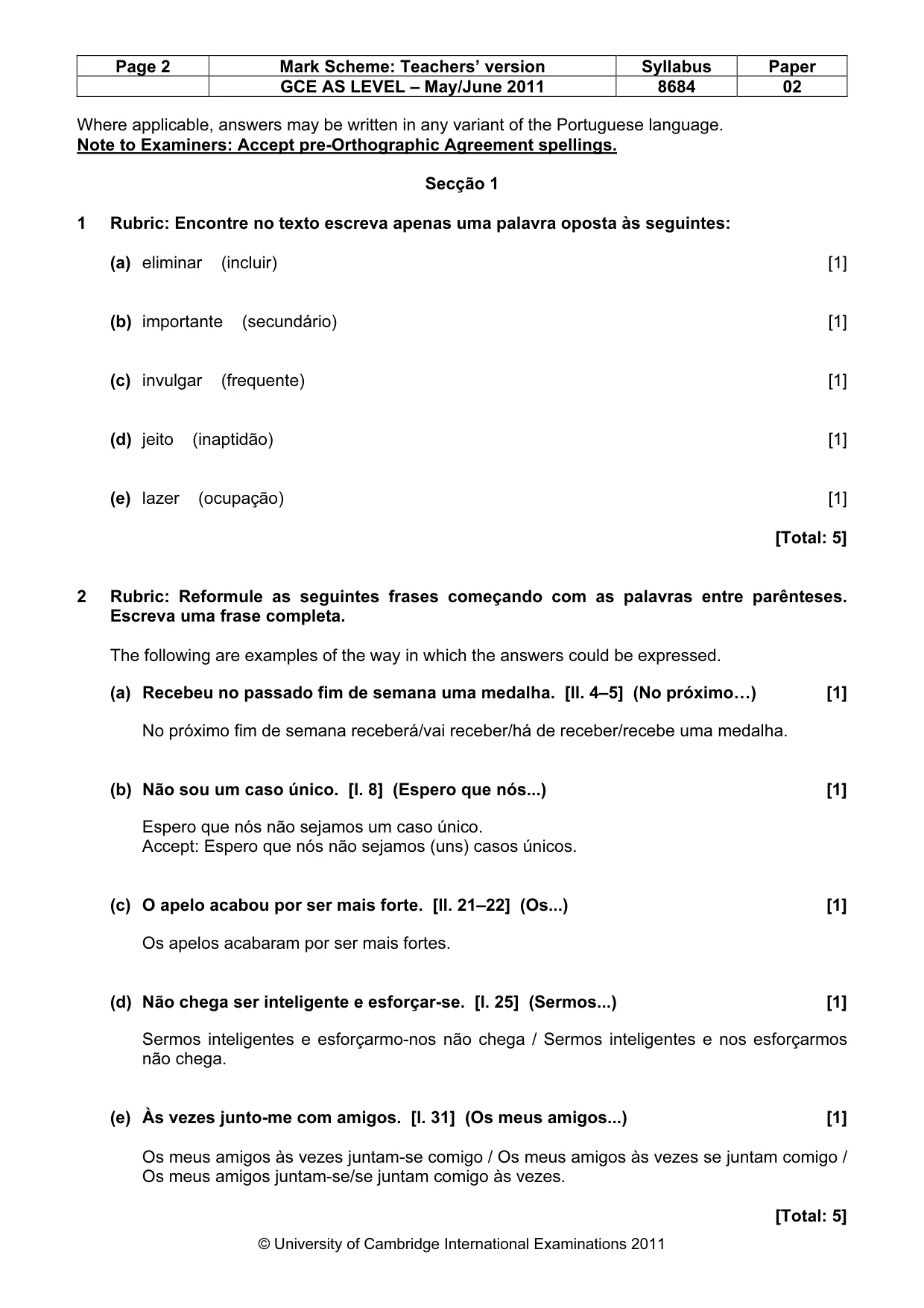 Mark scheme, page 2 of 8