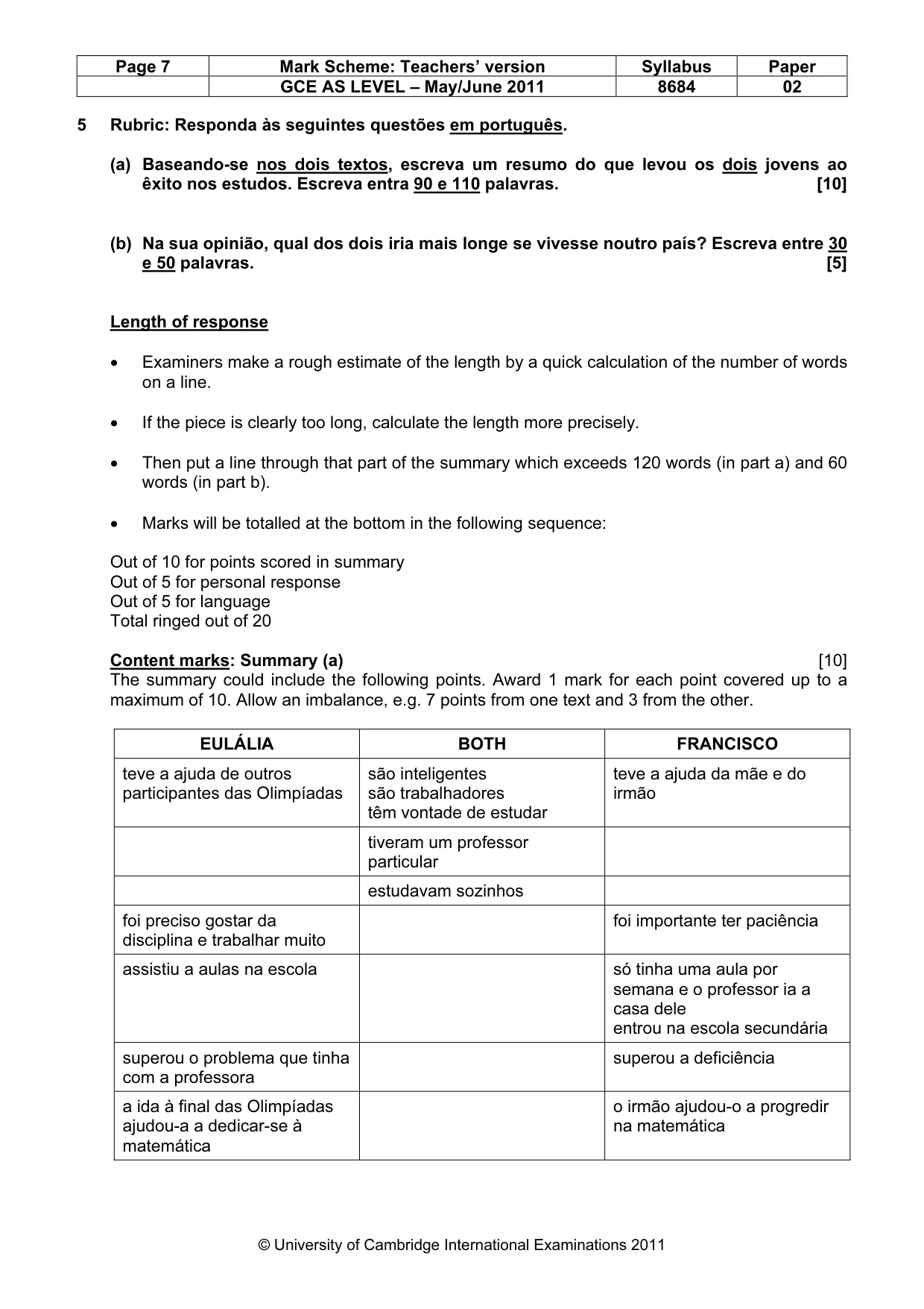 Mark scheme, page 7 of 8
