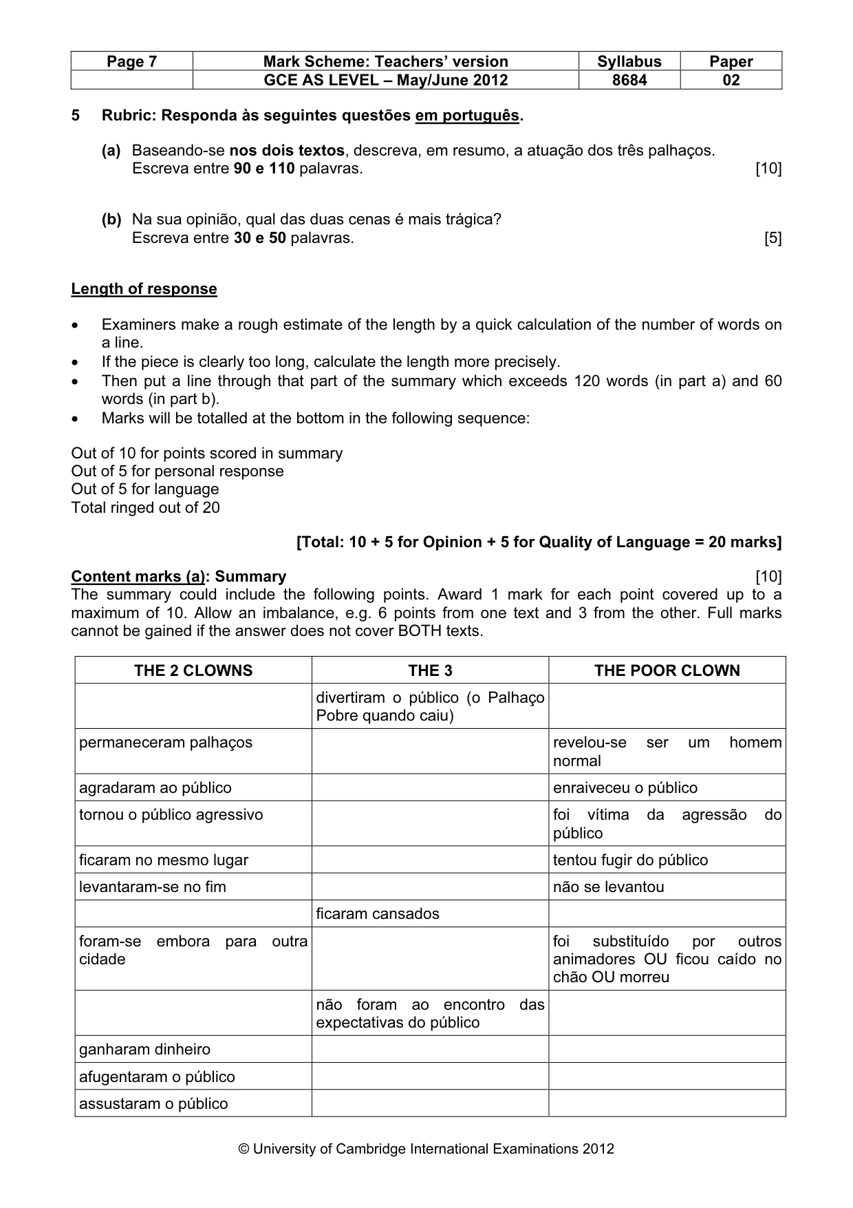 Mark scheme, page 7 of 8
