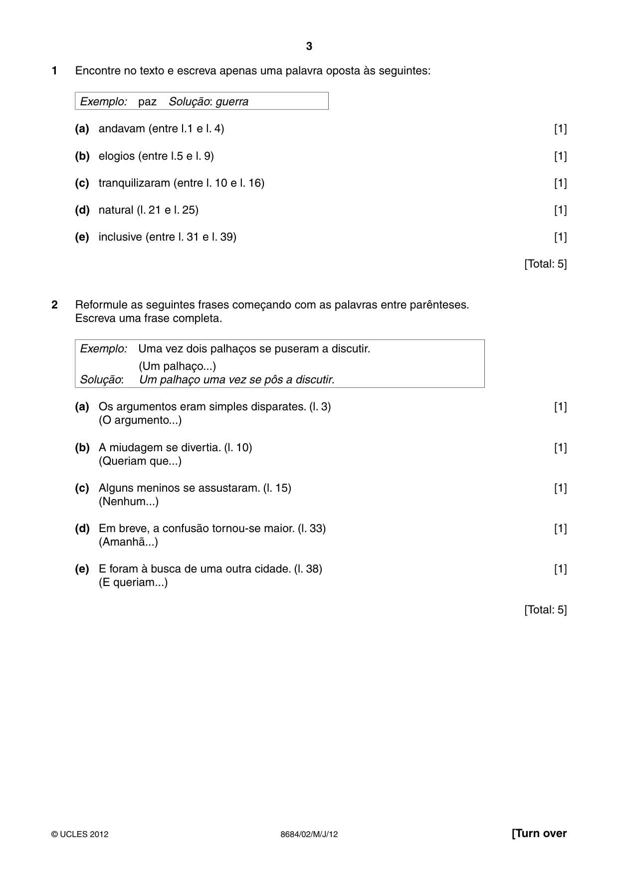 Cambridge A Level Portuguese - Language (AS Level only) 8684 2012 May/June Paper 2 · Variant 1 question paper, page 3 of 8