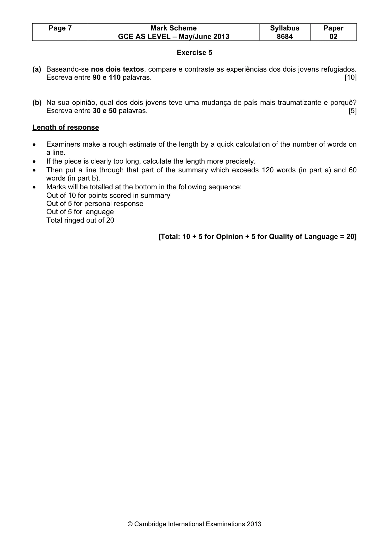 Mark scheme, page 7 of 9