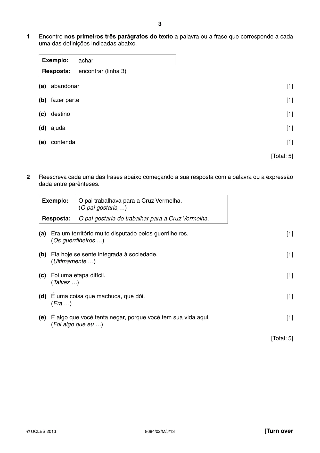 Cambridge A Level Portuguese - Language (AS Level only) 8684 2013 May/June Paper 2 · Variant 1 question paper, page 3 of 8