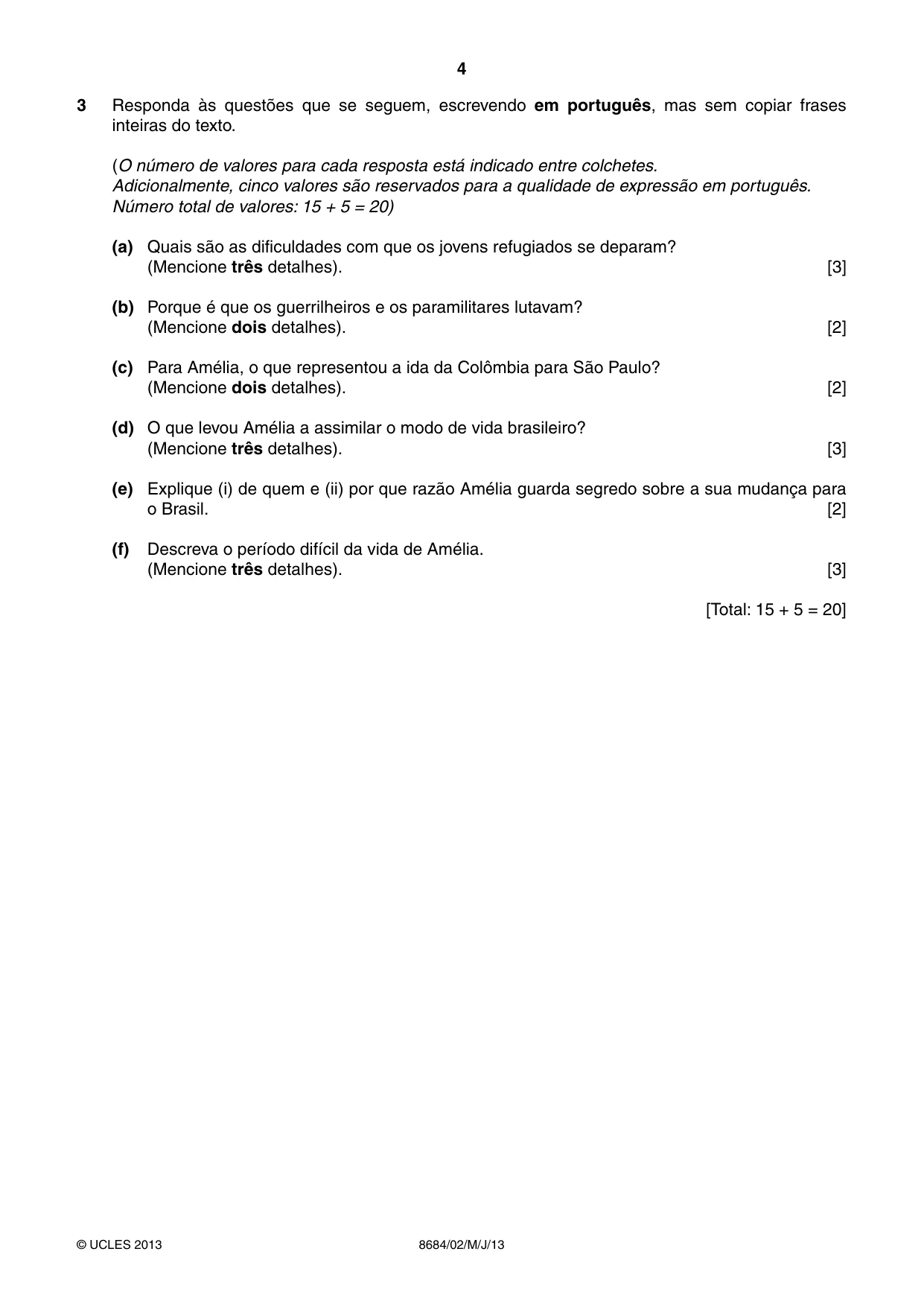 Cambridge A Level Portuguese - Language (AS Level only) 8684 2013 May/June Paper 2 · Variant 1 question paper, page 4 of 8