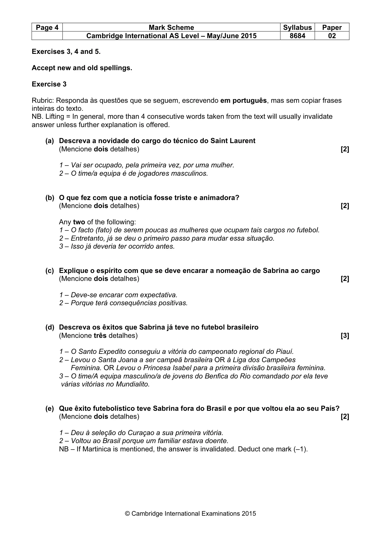 Mark scheme, page 4 of 9