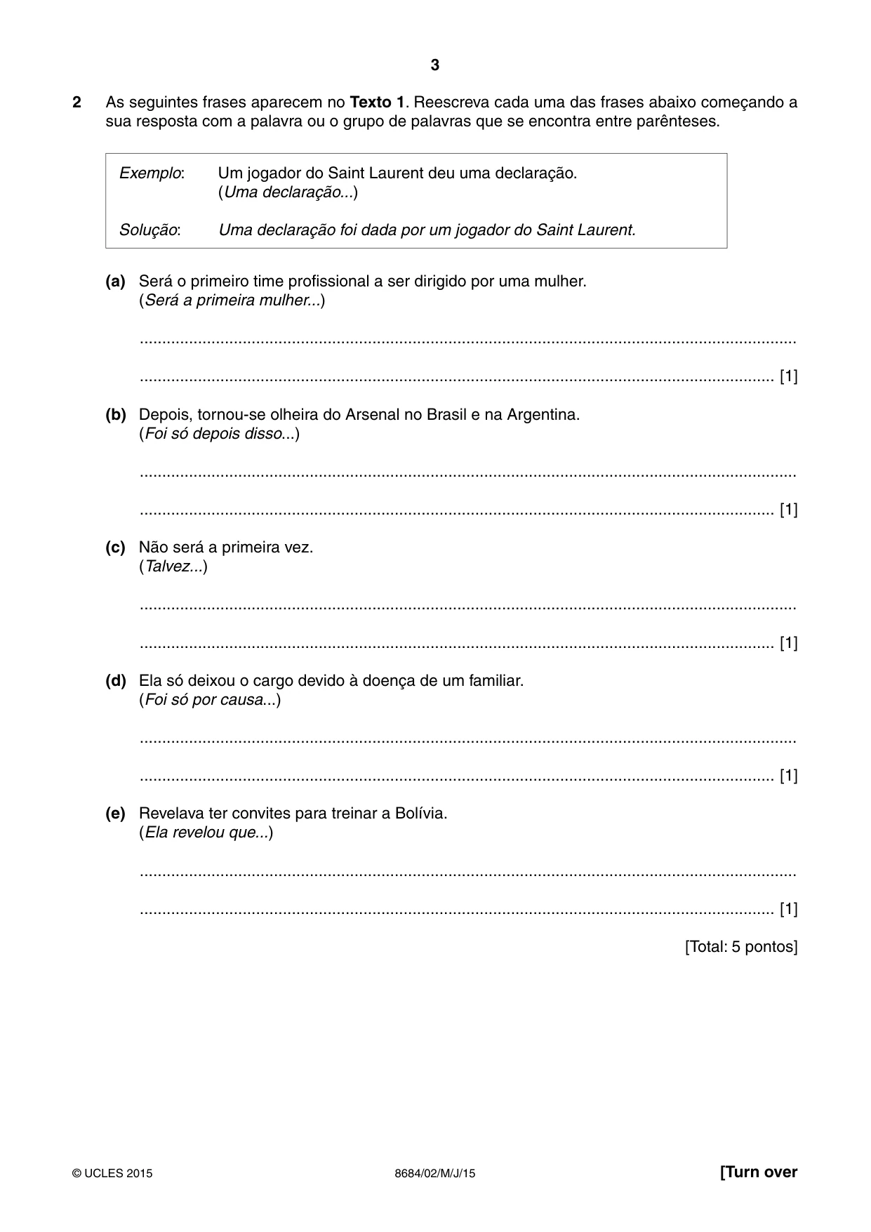 Cambridge A Level Portuguese - Language (AS Level only) 8684 2015 May/June Paper 2 · Variant 1 question paper, page 3 of 12