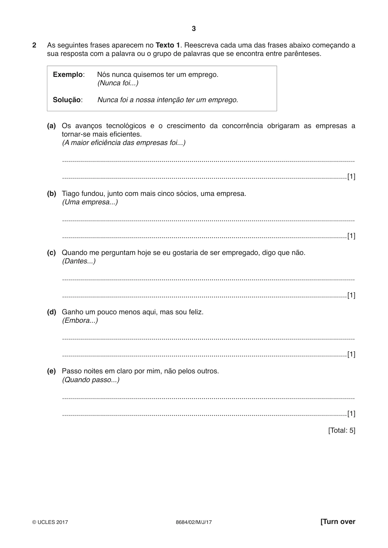 Cambridge A Level Portuguese - Language (AS Level only) 8684 2017 May/June Paper 2 · Variant 1 question paper, page 3 of 12