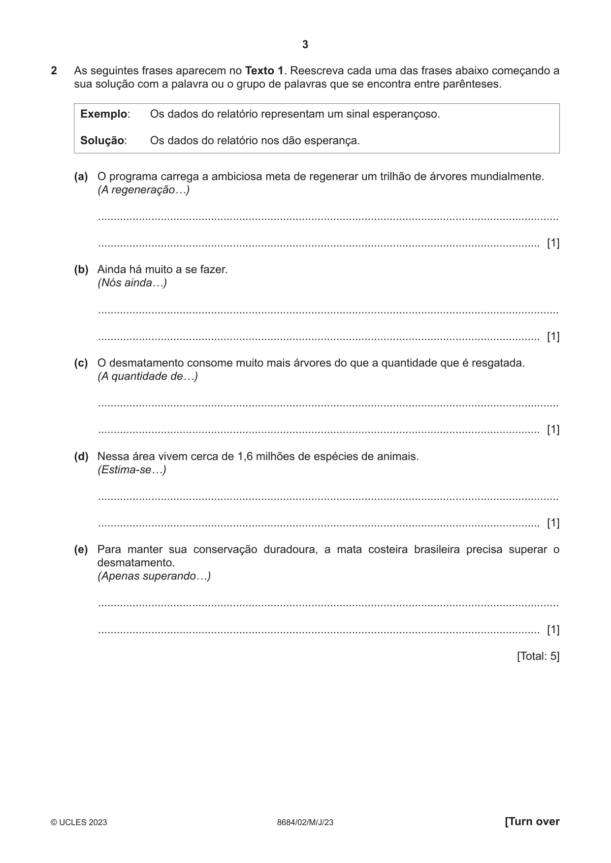 Cambridge A Level Portuguese - Language (AS Level only) 8684 2023 May/June Paper 2 · Variant 0 question paper, page 3 of 12