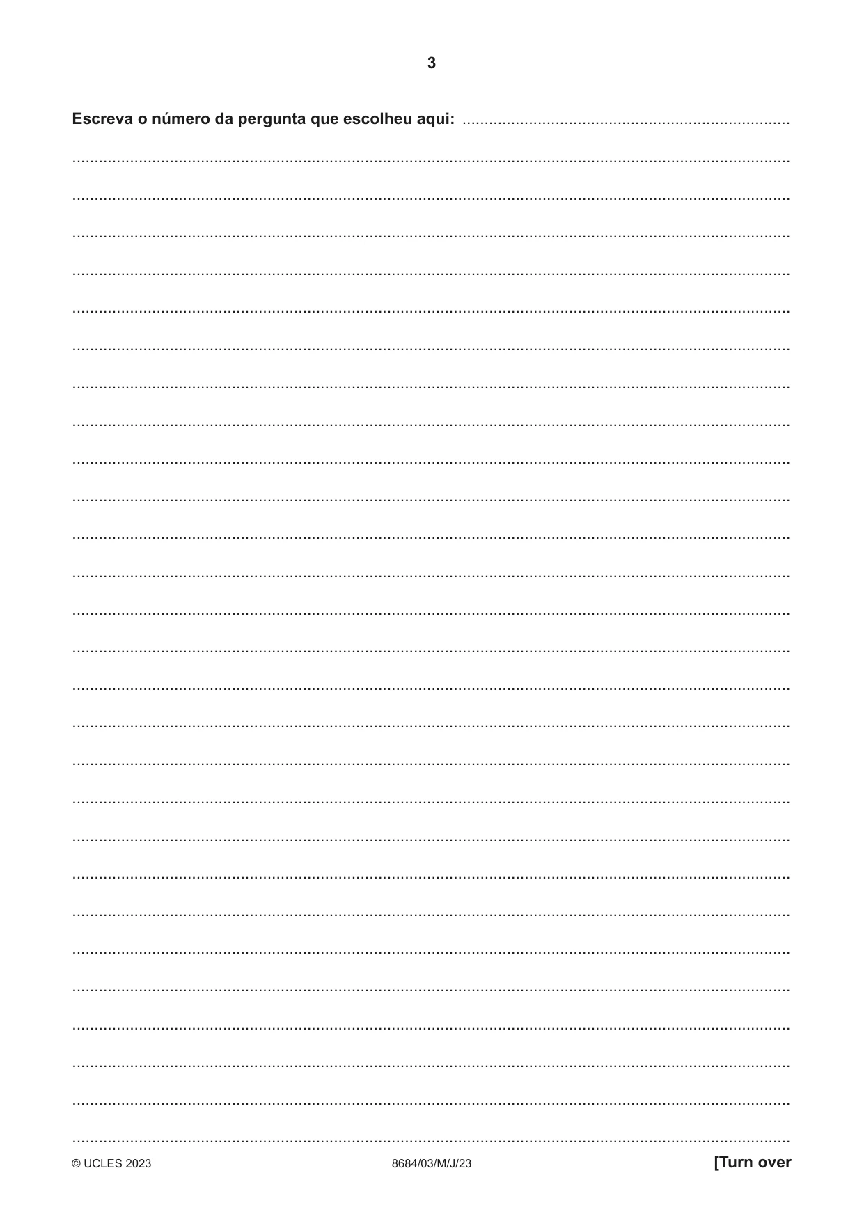 Cambridge A Level Portuguese - Language (AS Level only) 8684 2023 May/June Paper 3 · Variant 0 question paper, page 3 of 8