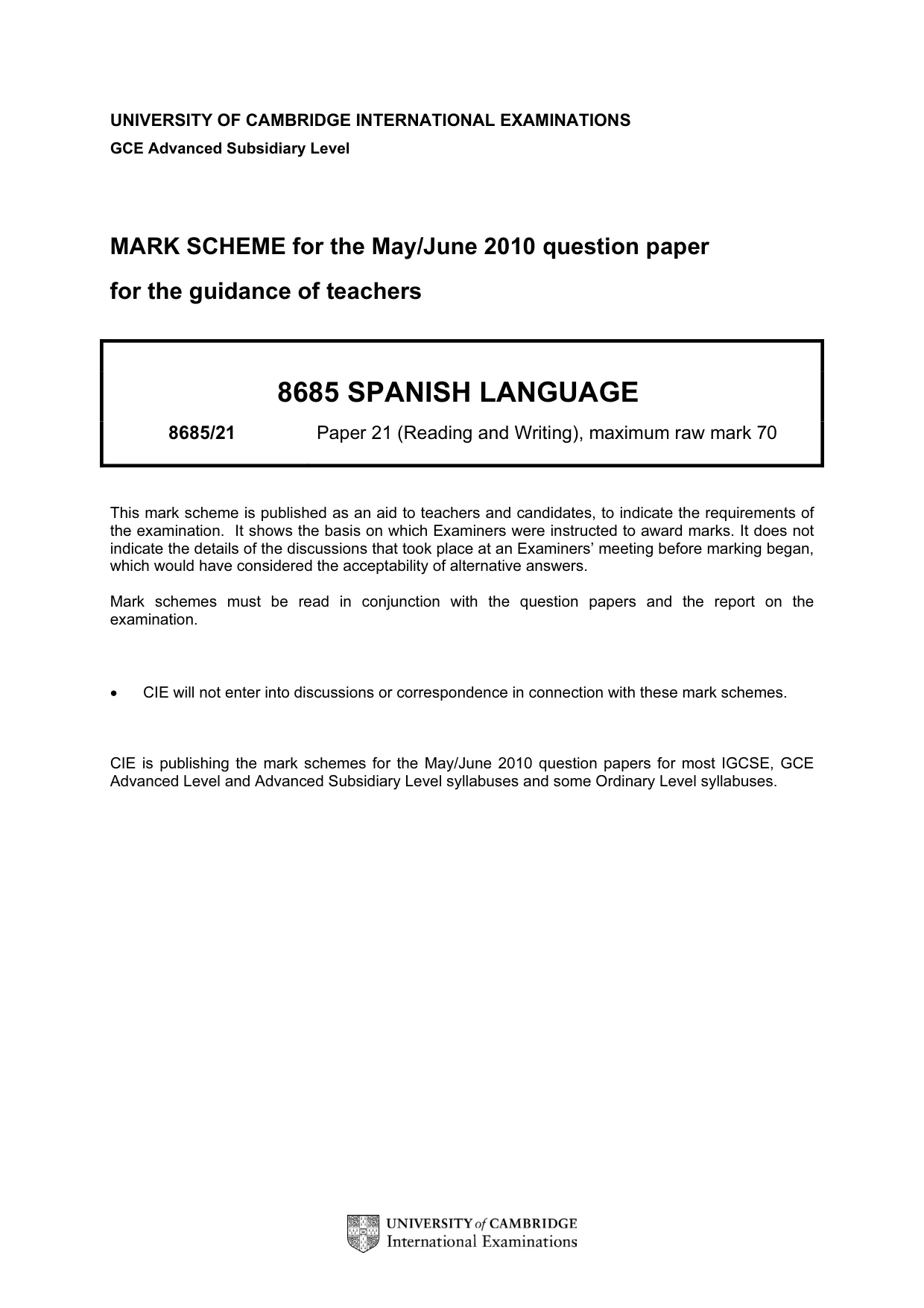 Mark scheme, page 1 of 10