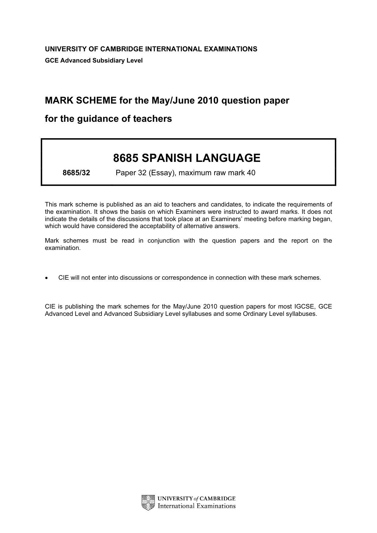 Mark scheme, page 1 of 2