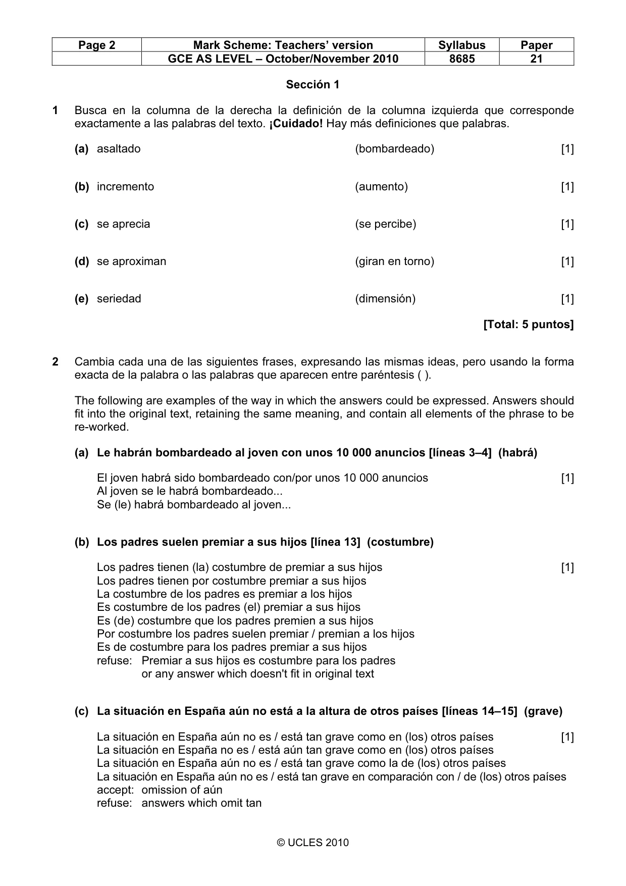 Mark scheme, page 2 of 8