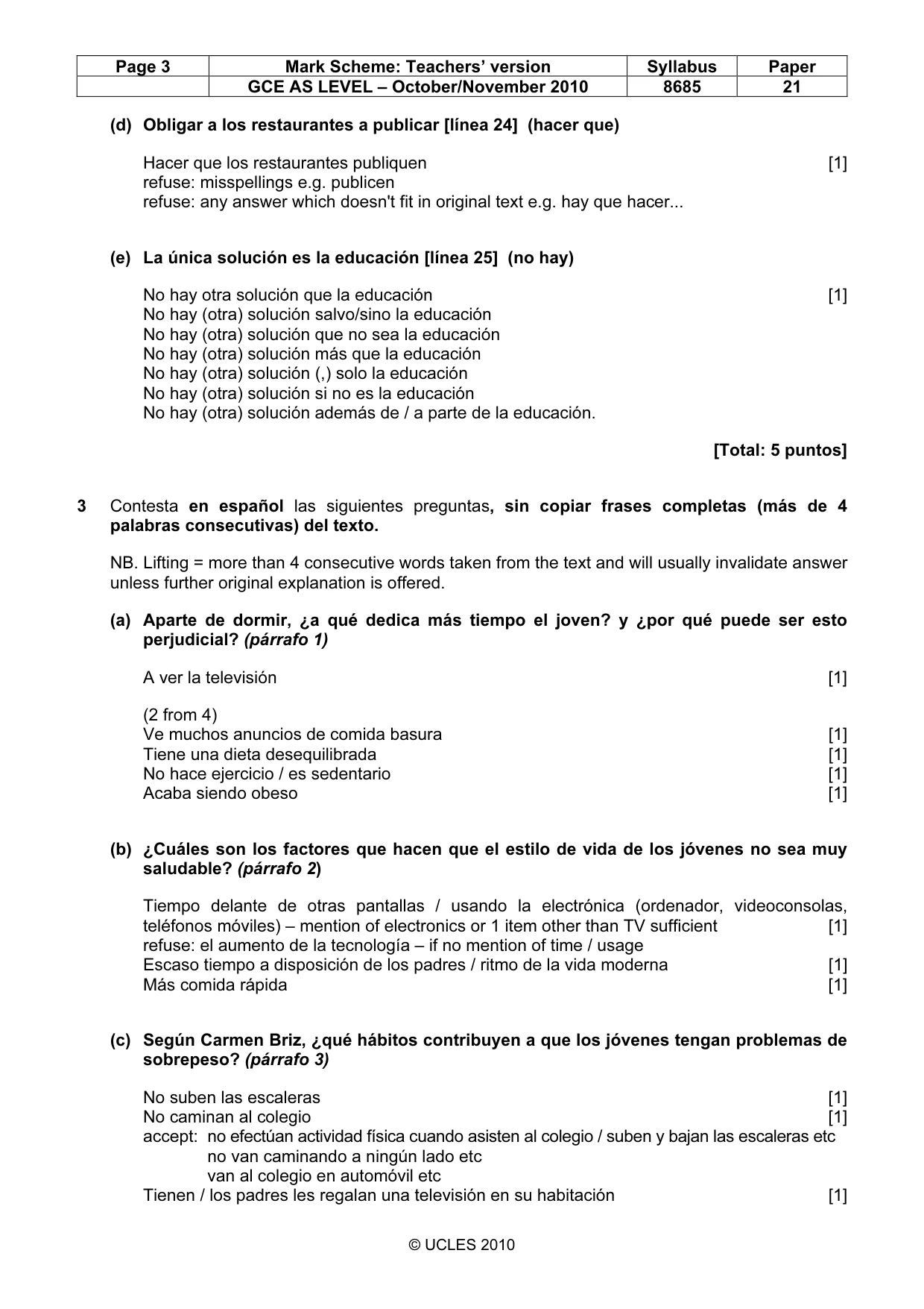 Mark scheme, page 3 of 8