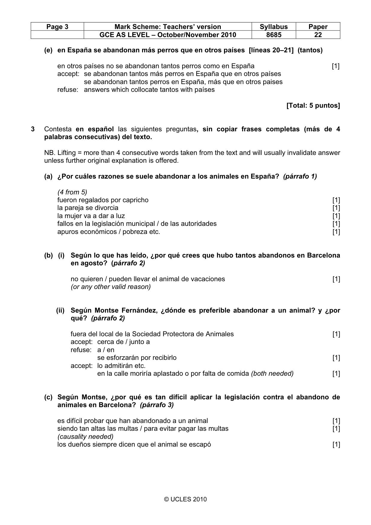 Mark scheme, page 3 of 8