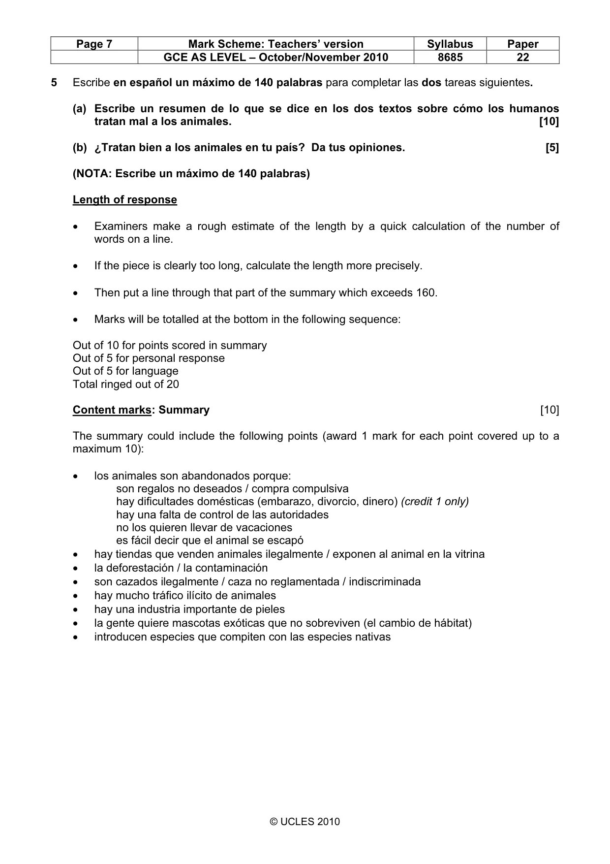 Mark scheme, page 7 of 8